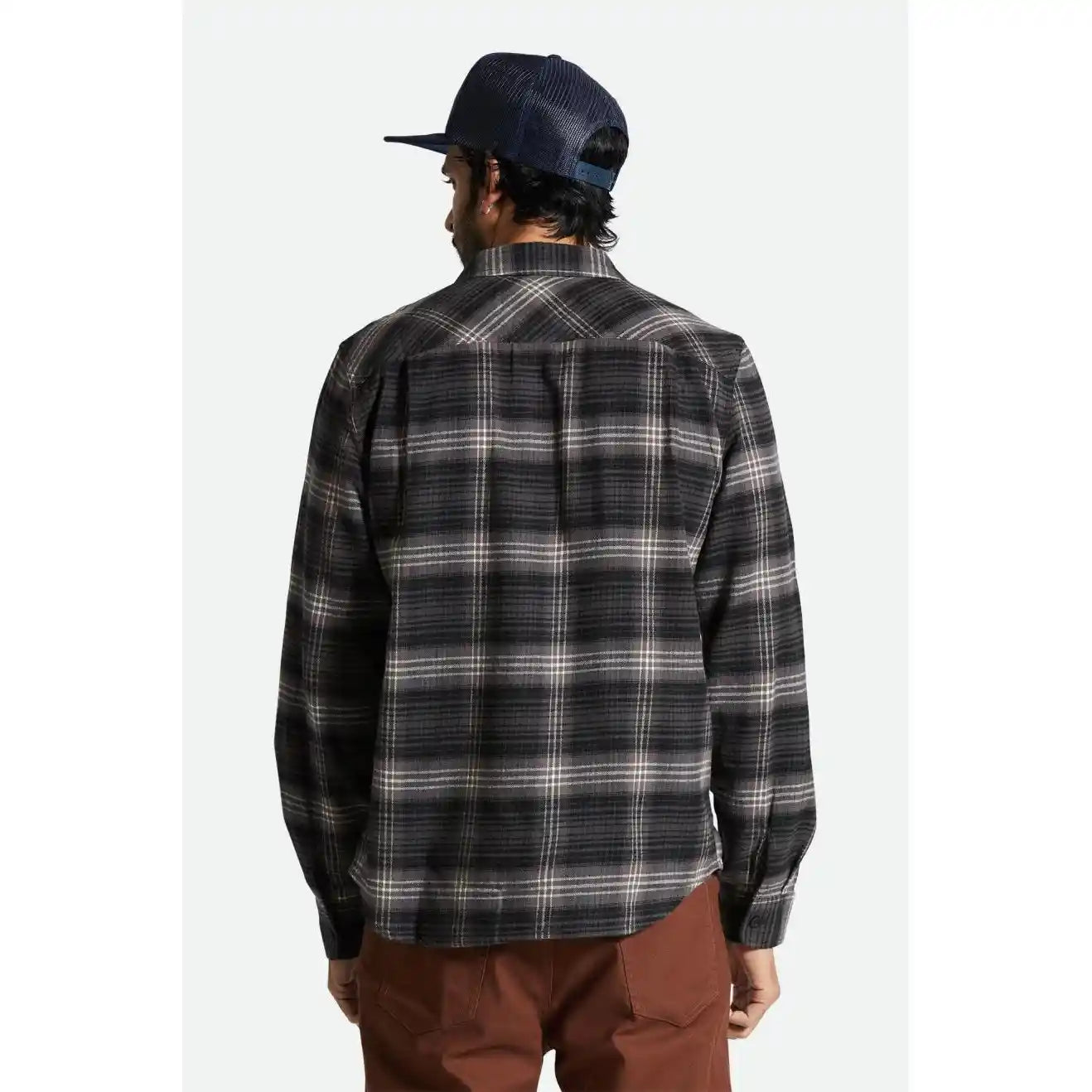 Brixton Bowery Lightweight Ultra Flannel, charcoal/black — available at Norwood