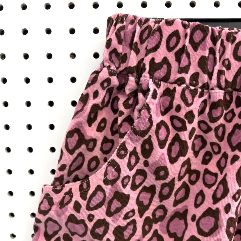 CUB Alia Long Shorts, pink leopard cord