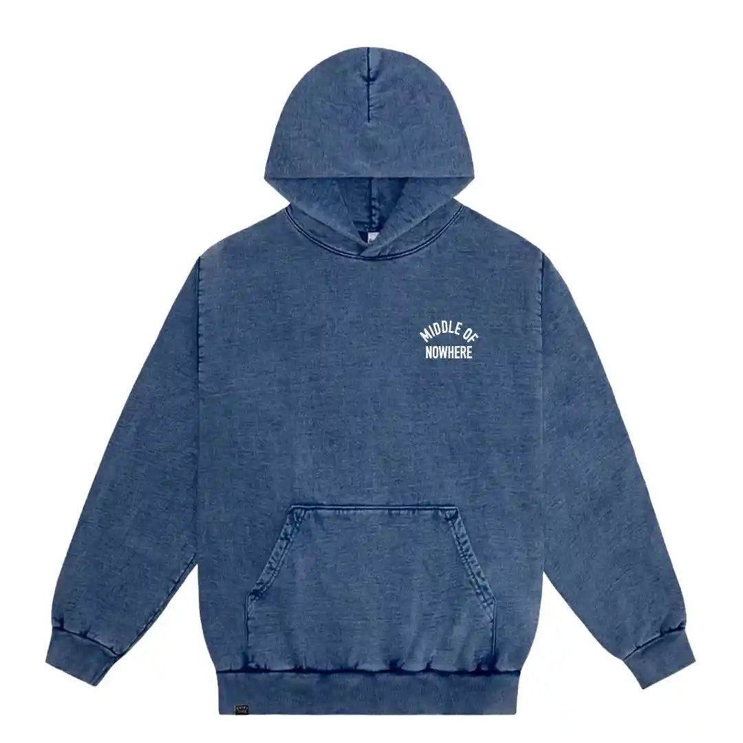 The Quiet Life Middle Of Nowhere Embroidered Hood - Made In USA, navy mineral