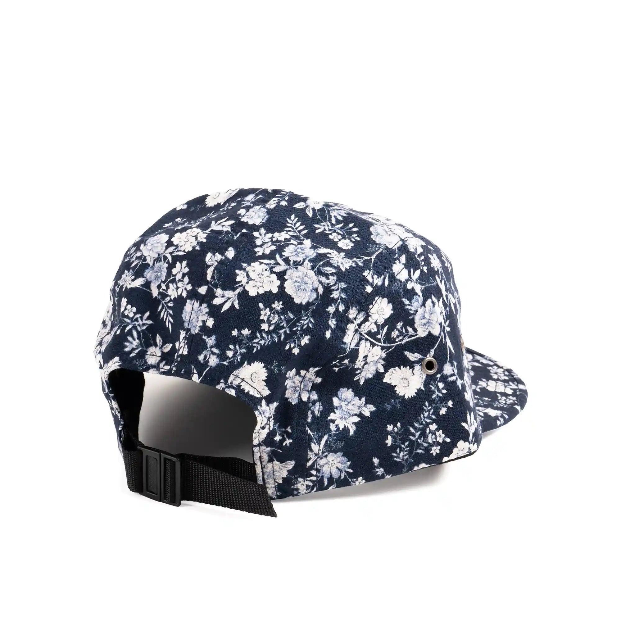 The Quiet life Huntington 5 Panel Camper Hat, navy floral — available at Norwood