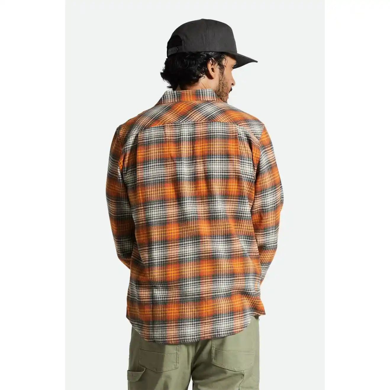 Brixton Bowery Lightweight Ultra Flannel, terracotta/black — available at Norwood