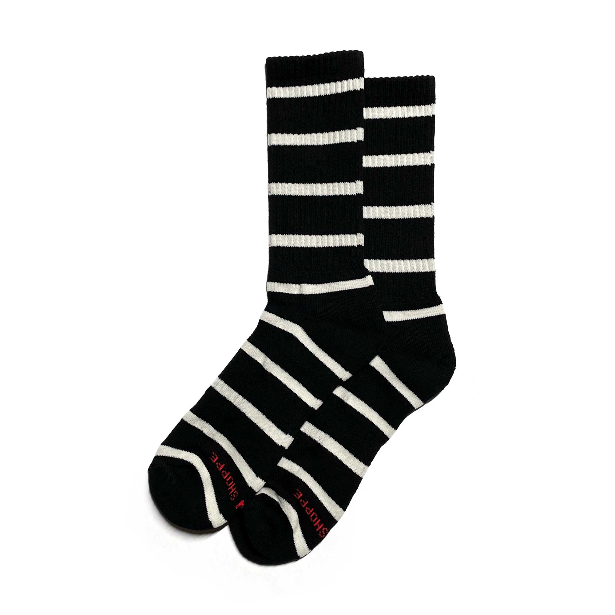 Le Bon Shoppe Womens Extended Striped Boyfriend Socks, Black Stripe