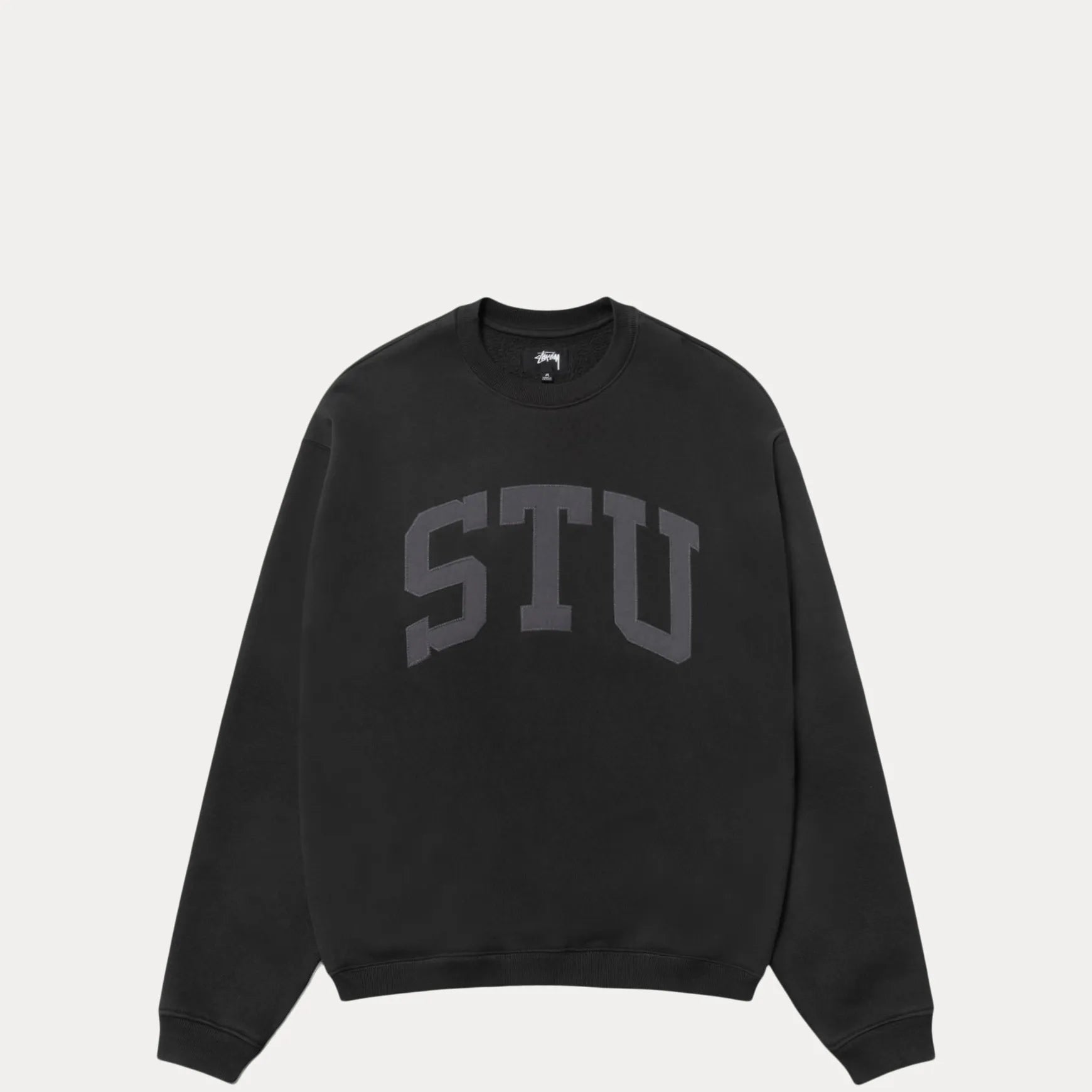 Stussy Stu Applique Crew, black