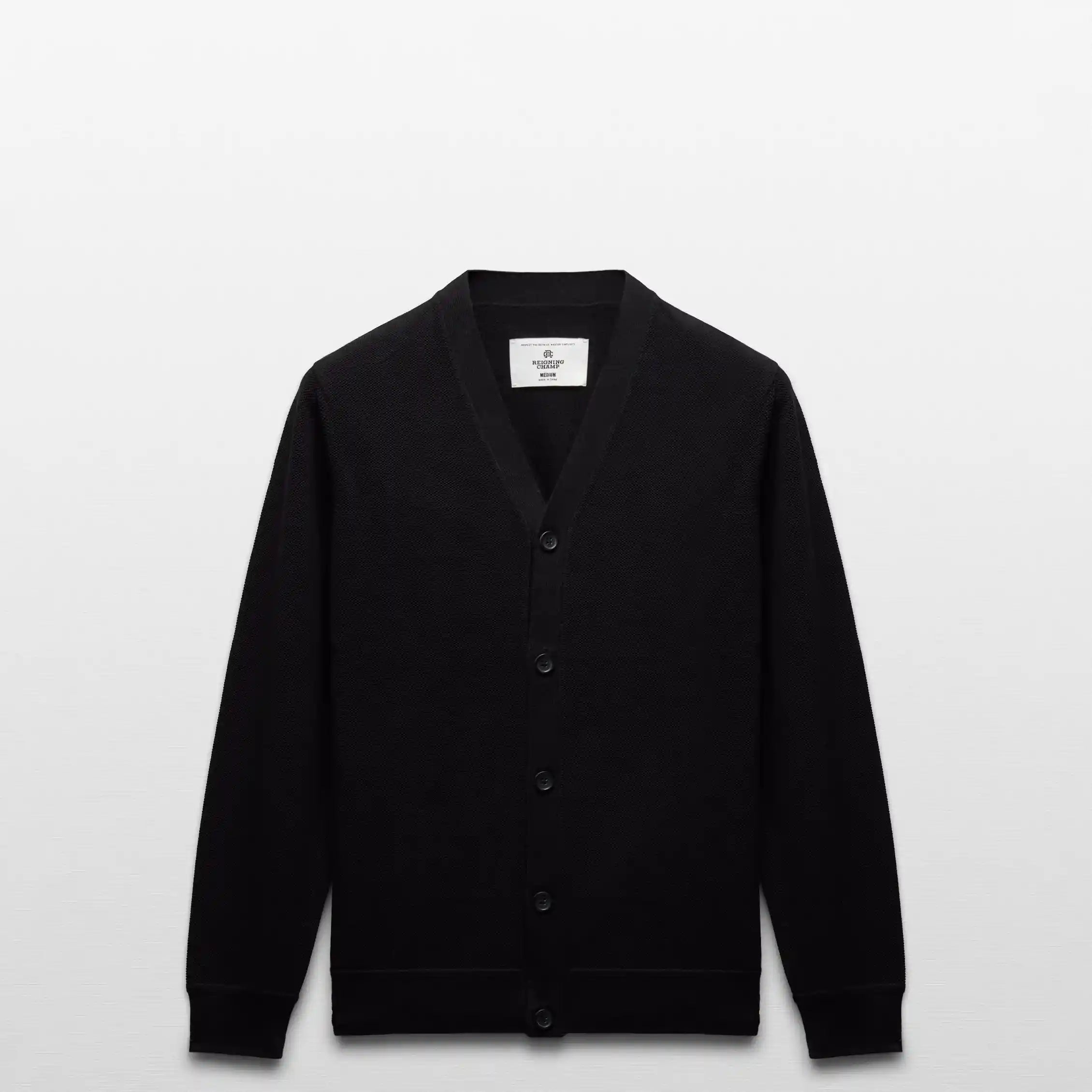Reigning Champ Supima Pique Ace Cardigan, black