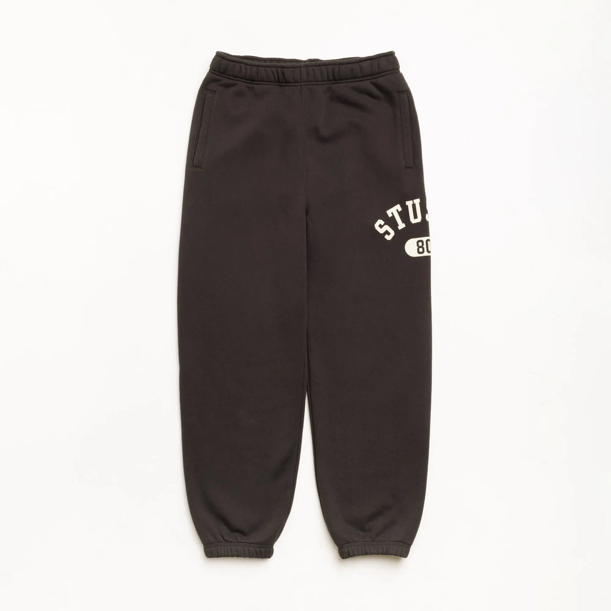 Stussy Varsity Fleece Pant, washed black — available at Norwood