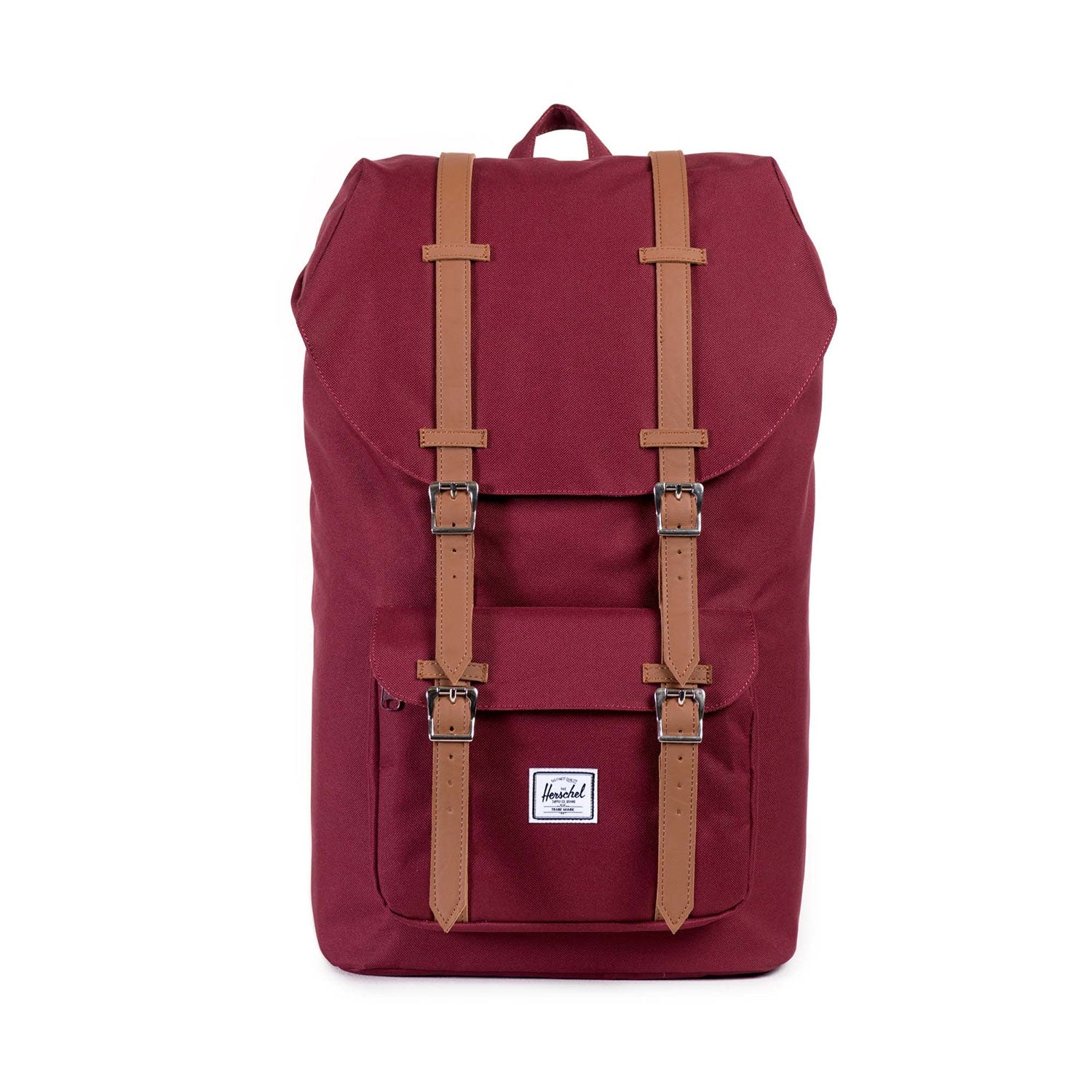 Herschel Little America Backpack, windsor wine/tan synthetic leather — available at Norwood