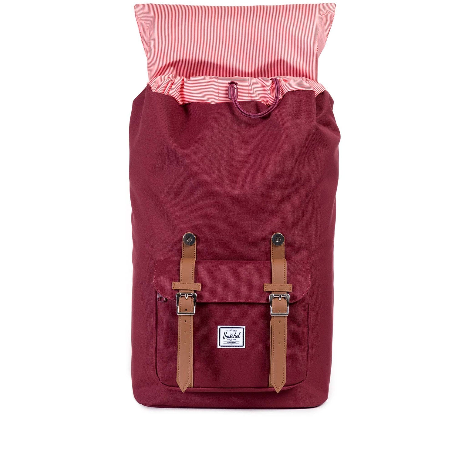 Herschel Little America Backpack, windsor wine/tan synthetic leather — available at Norwood