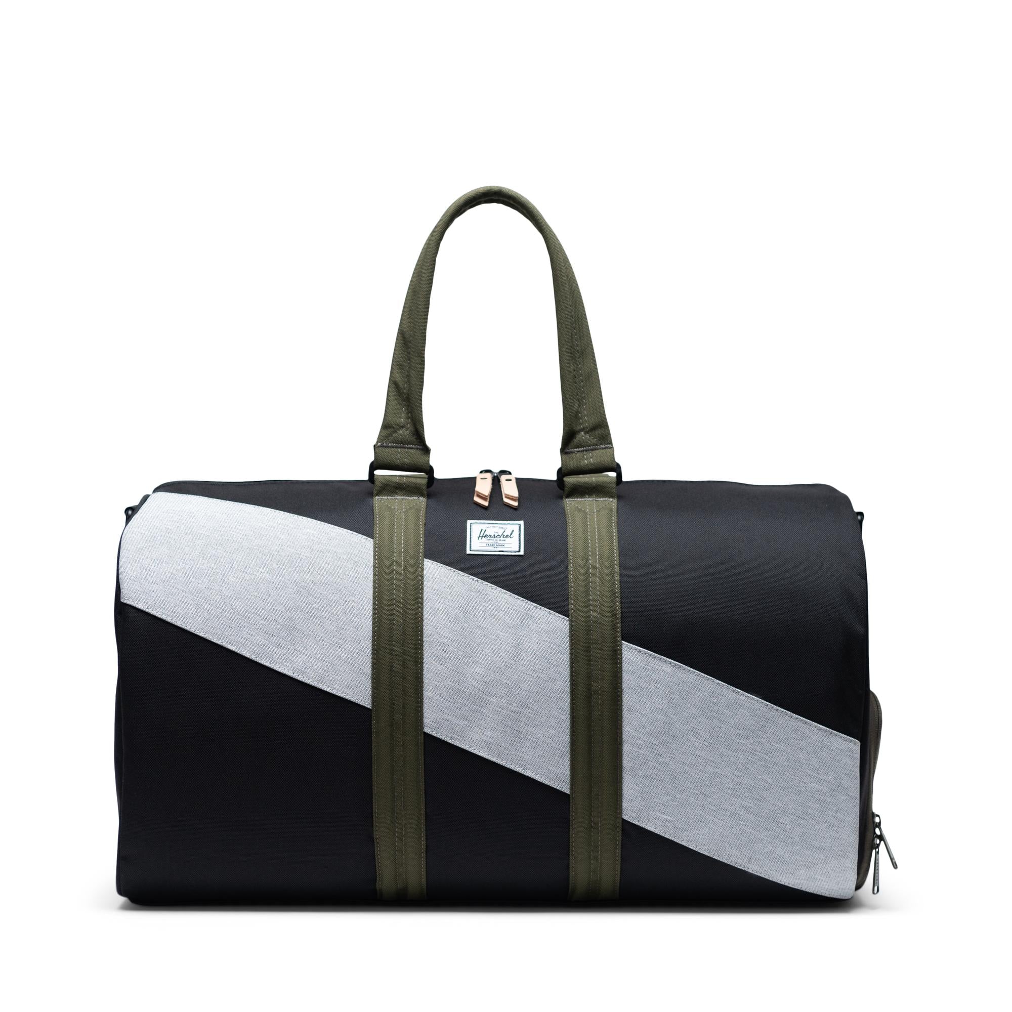 Herschel Novel Duffel Bag, Black/Ivy Green/Light Grey Crosshatch — available at Norwood