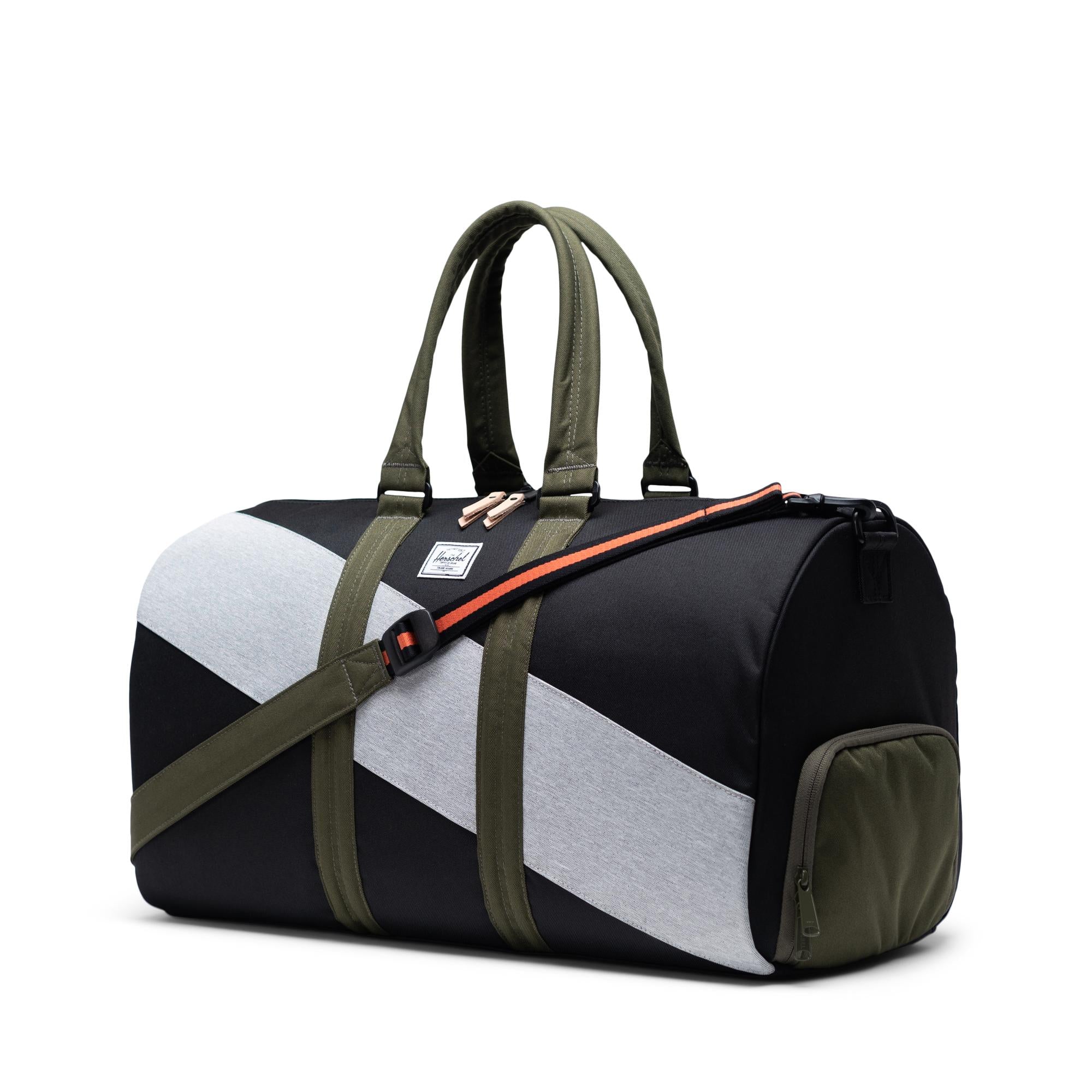 Herschel Novel Duffel Bag, Black/Ivy Green/Light Grey Crosshatch — available at Norwood
