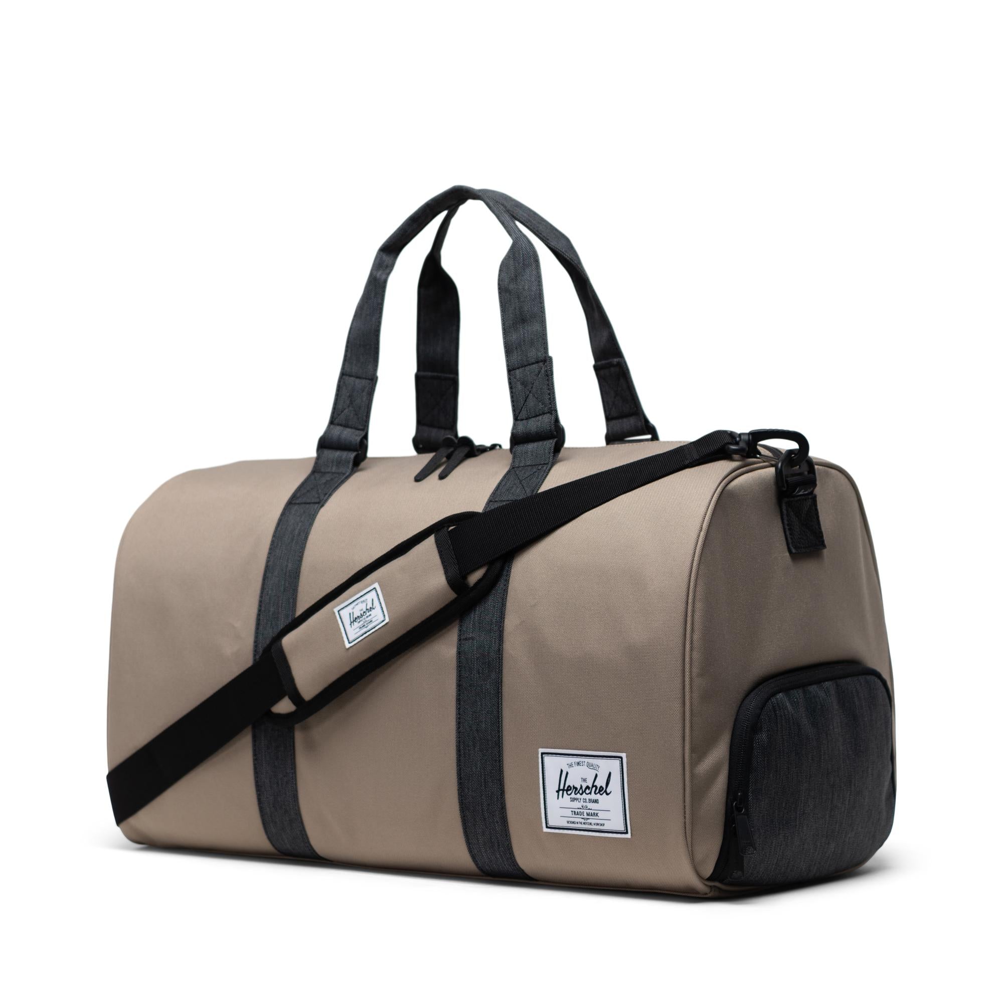 Herschel Novel Duffle, timberwolf/black denim — available at Norwood