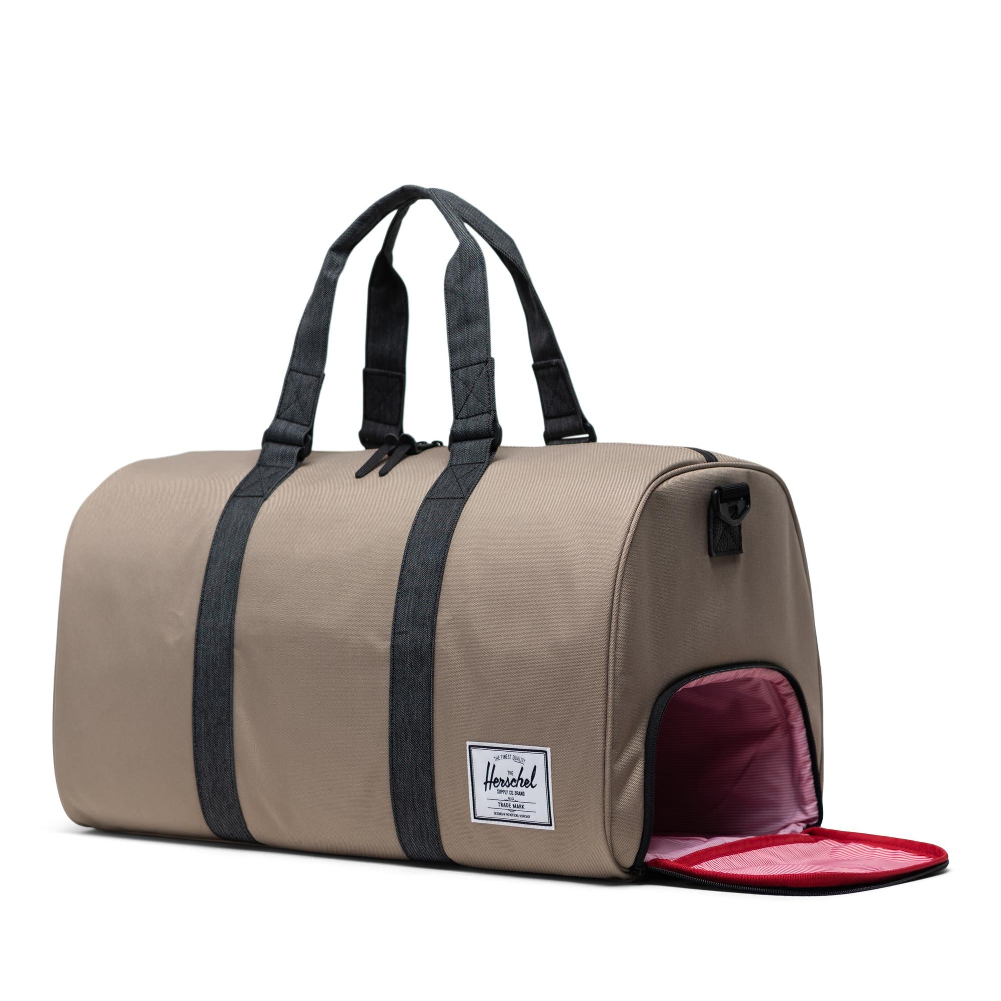 Herschel Novel Duffle, timberwolf/black denim — available at Norwood