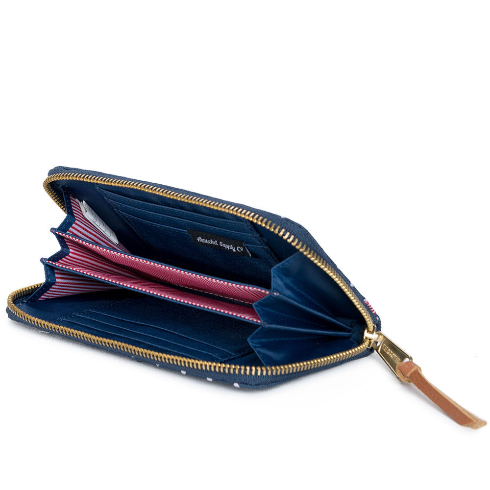 Herschel Thomas Wallet, Navy Embroidery Polka Dot — available at Norwood