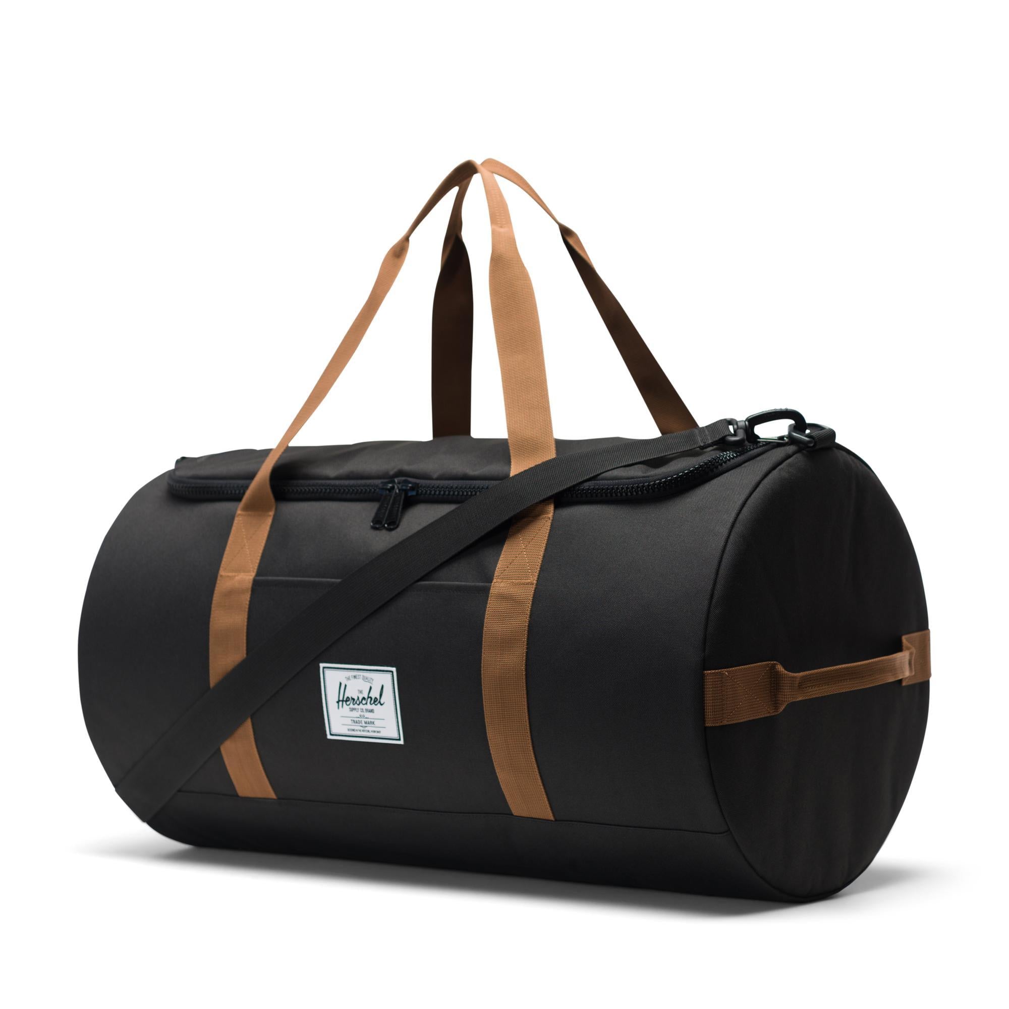 Herschel Sutton duffle, Black/Saddle Brown — available at Norwood