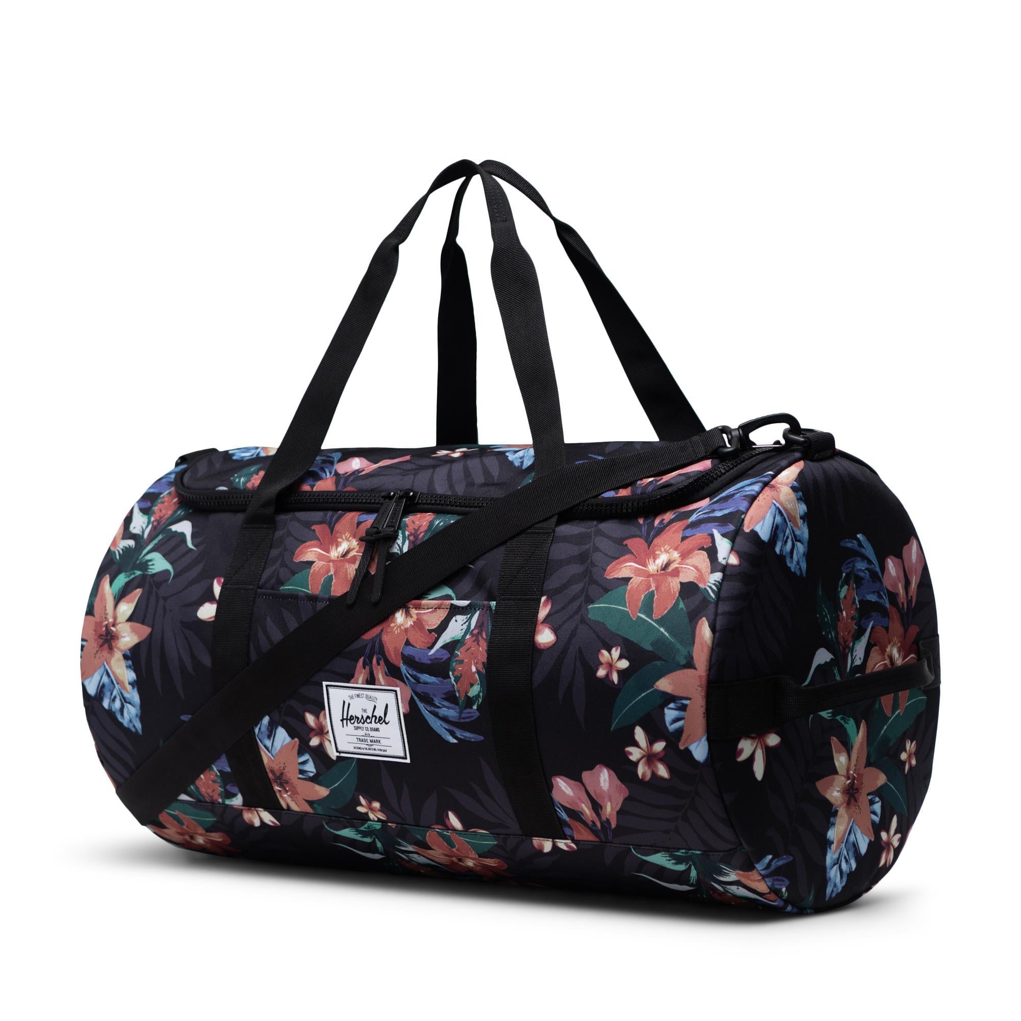Herschel Sutton duffle, Summer Floral Black — available at Norwood