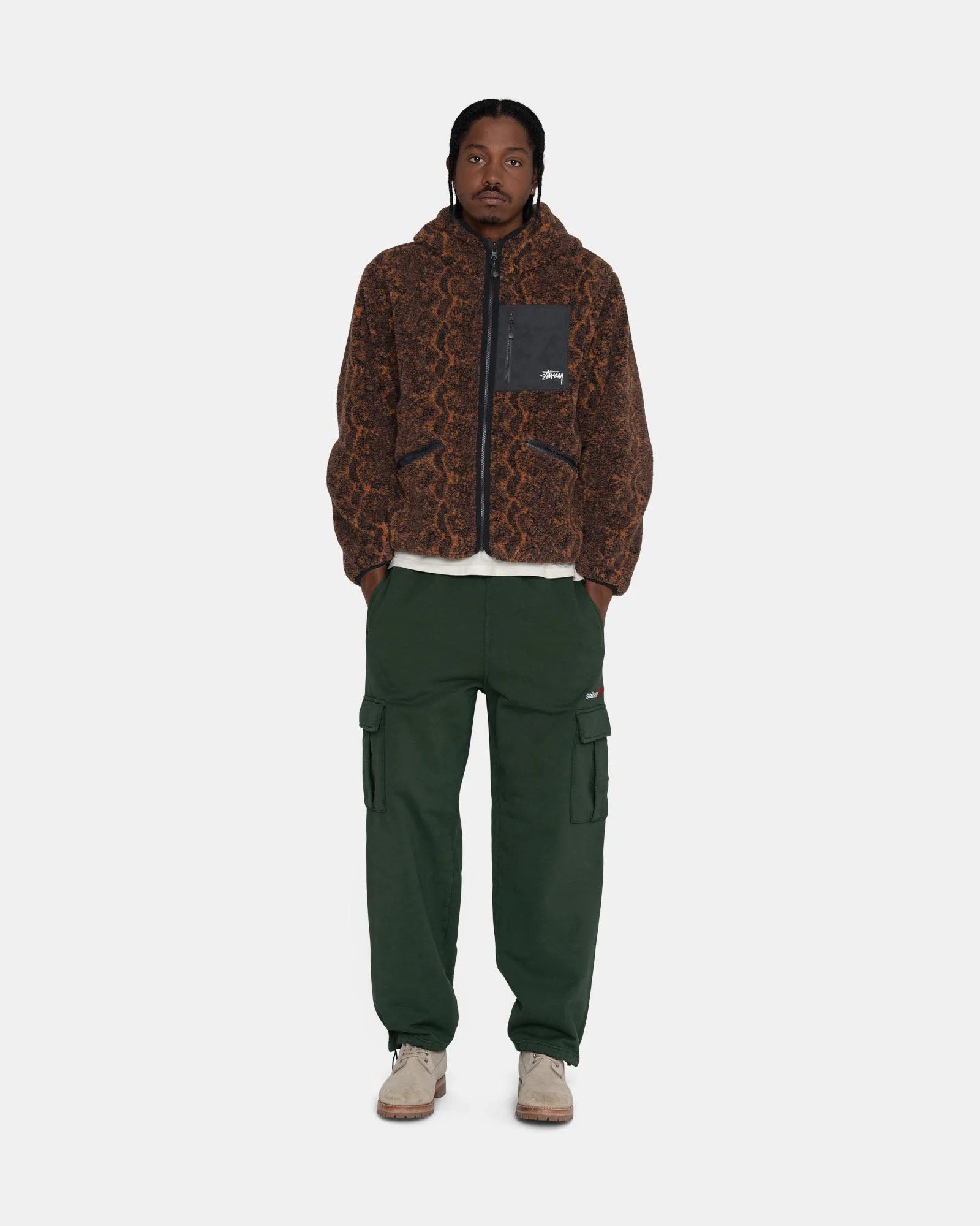 Stussy Snake Jacquard Sherpa Jacket — available at Norwood