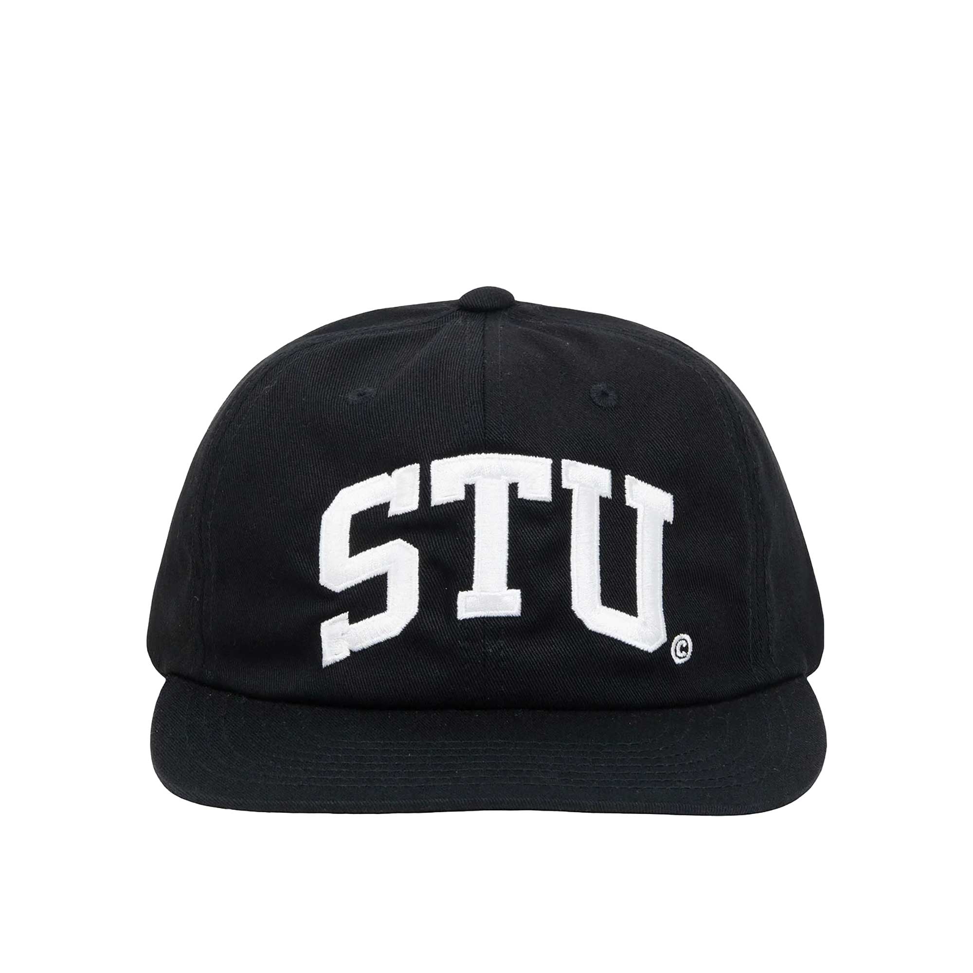 Stussy Stu Arch Strapback Cap, Black — available at Norwood