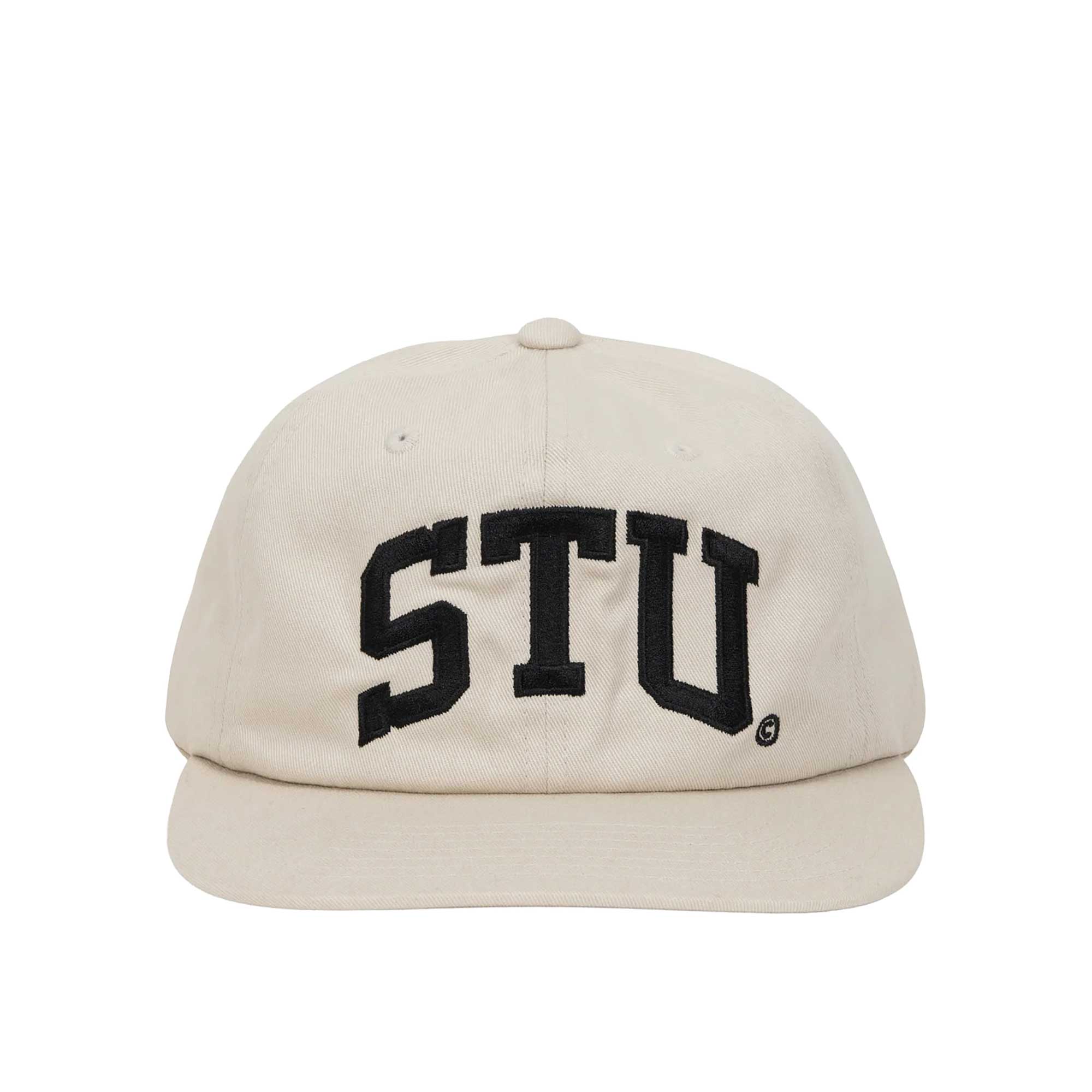 Stussy Stu Arch Strapback Cap, Off White — available at Norwood