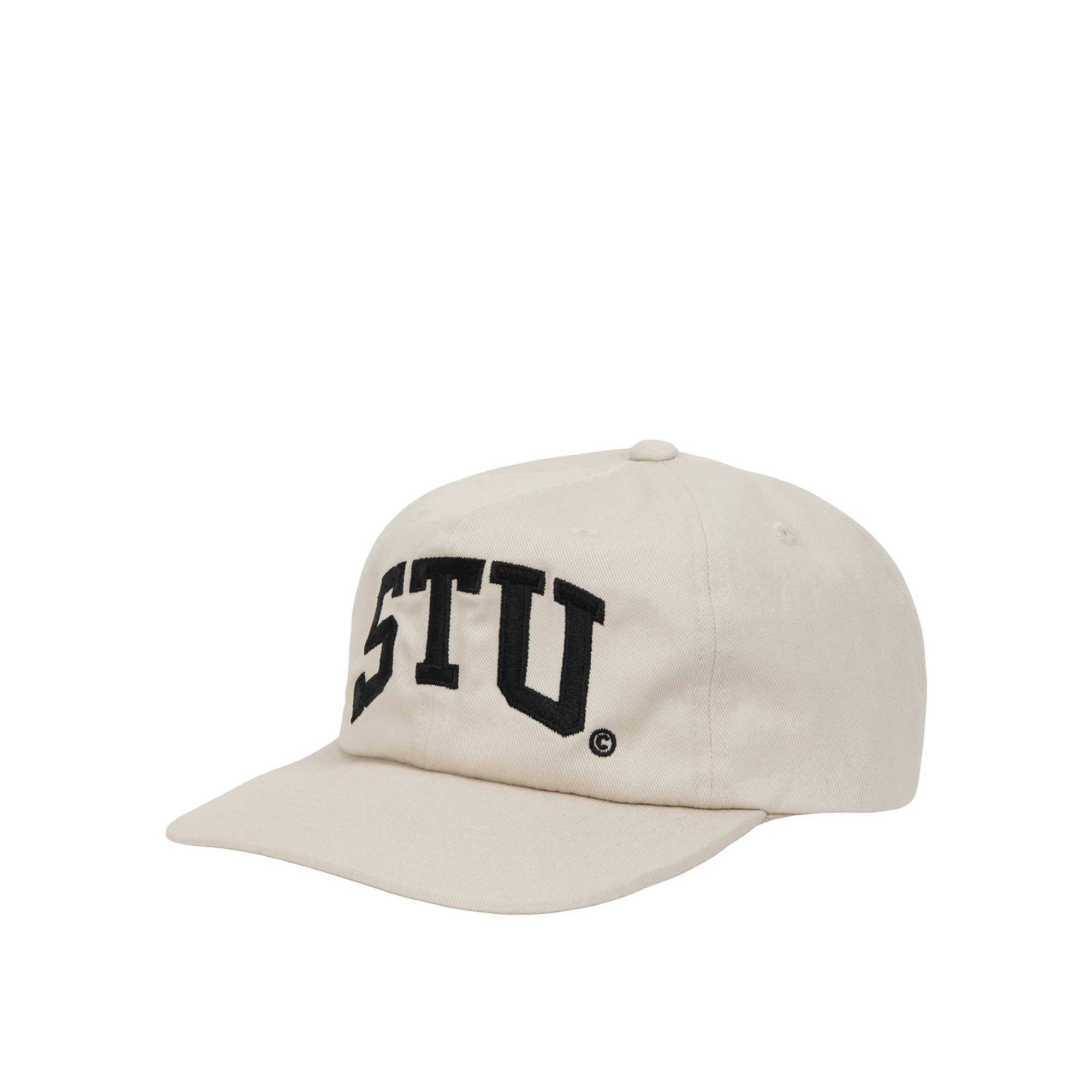 Stussy Stu Arch Strapback Cap, Off White — available at Norwood