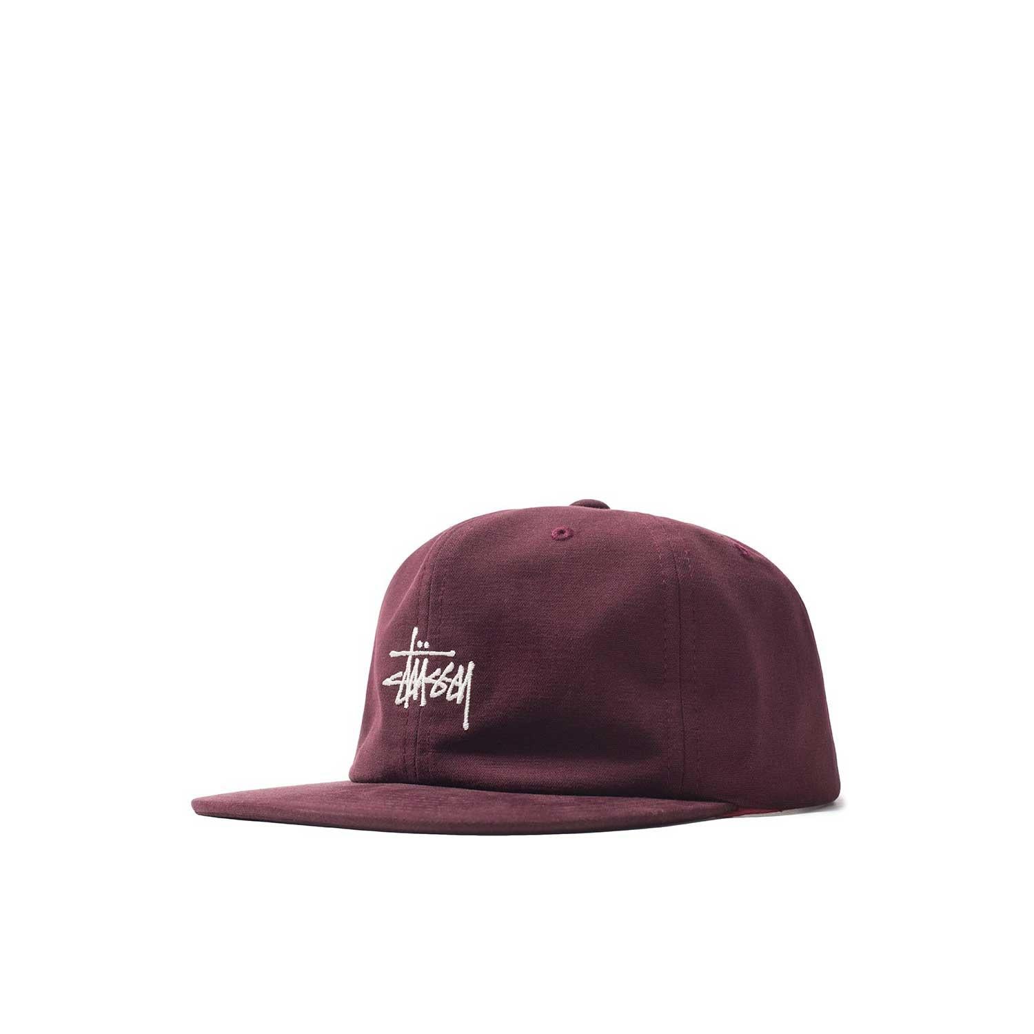 Stussy Washed Oxford Strapback Cap, Burgundy — available at Norwood