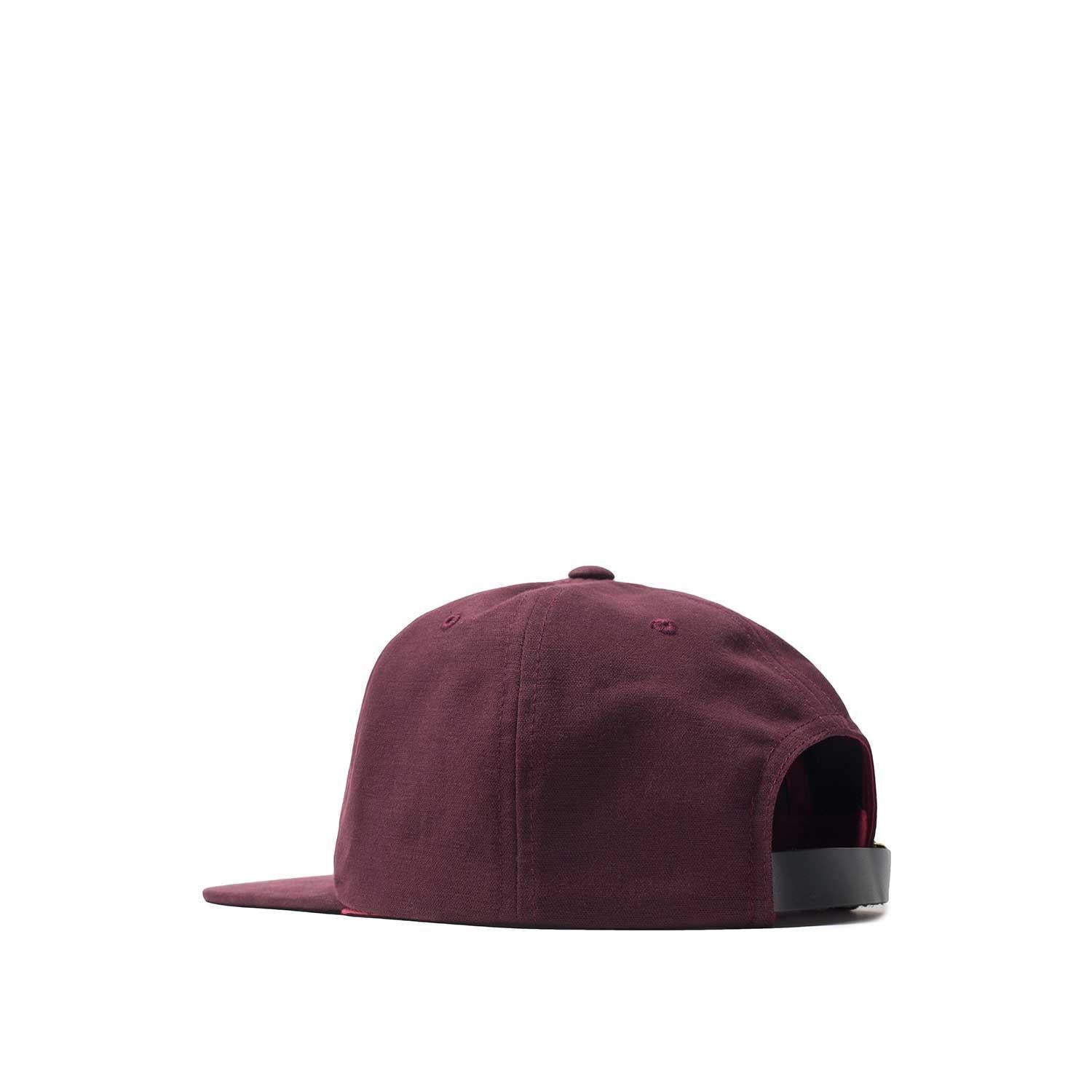 Stussy Washed Oxford Strapback Cap, Burgundy — available at Norwood