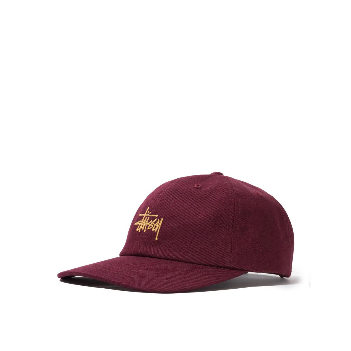 Stussy Stock low pro cap, burgundy — available at Norwood