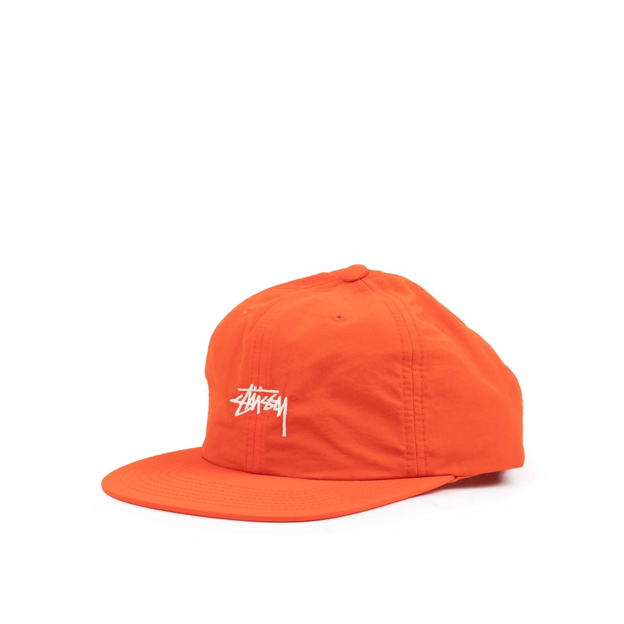 Stussy Stock Nylon Strapback Cap, Orange — available at Norwood