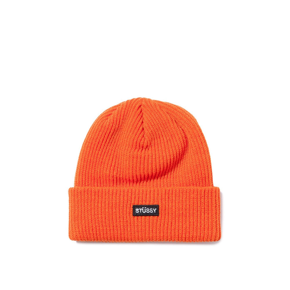 Stussy Small Patch Watchcap Beanie, Orange — available at Norwood