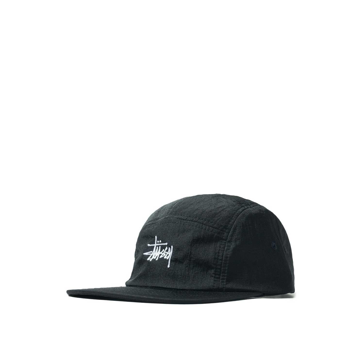 Stussy Basic Stock Camp Cap, Black — available at Norwood
