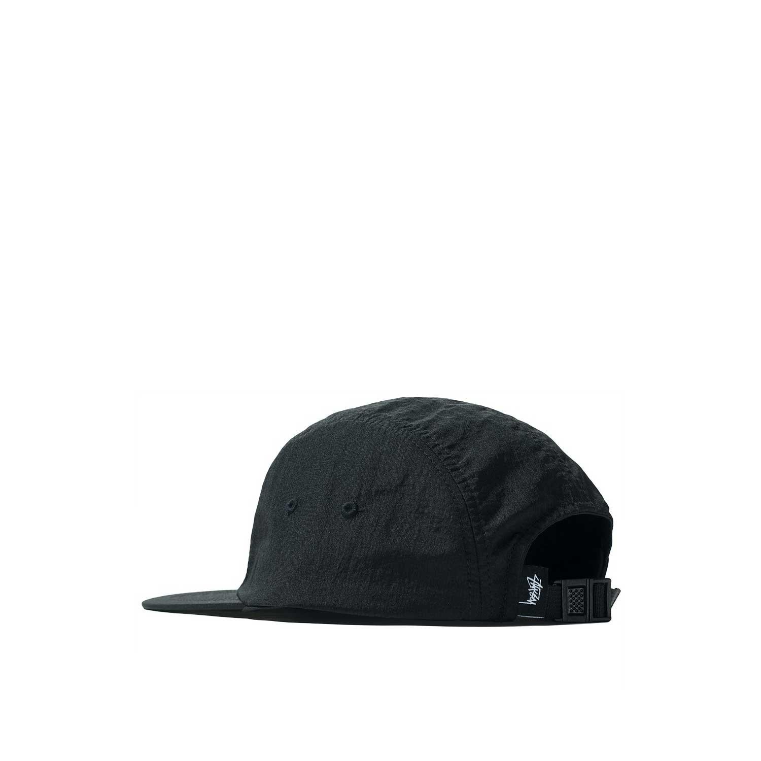 Stussy Basic Stock Camp Cap, Black — available at Norwood