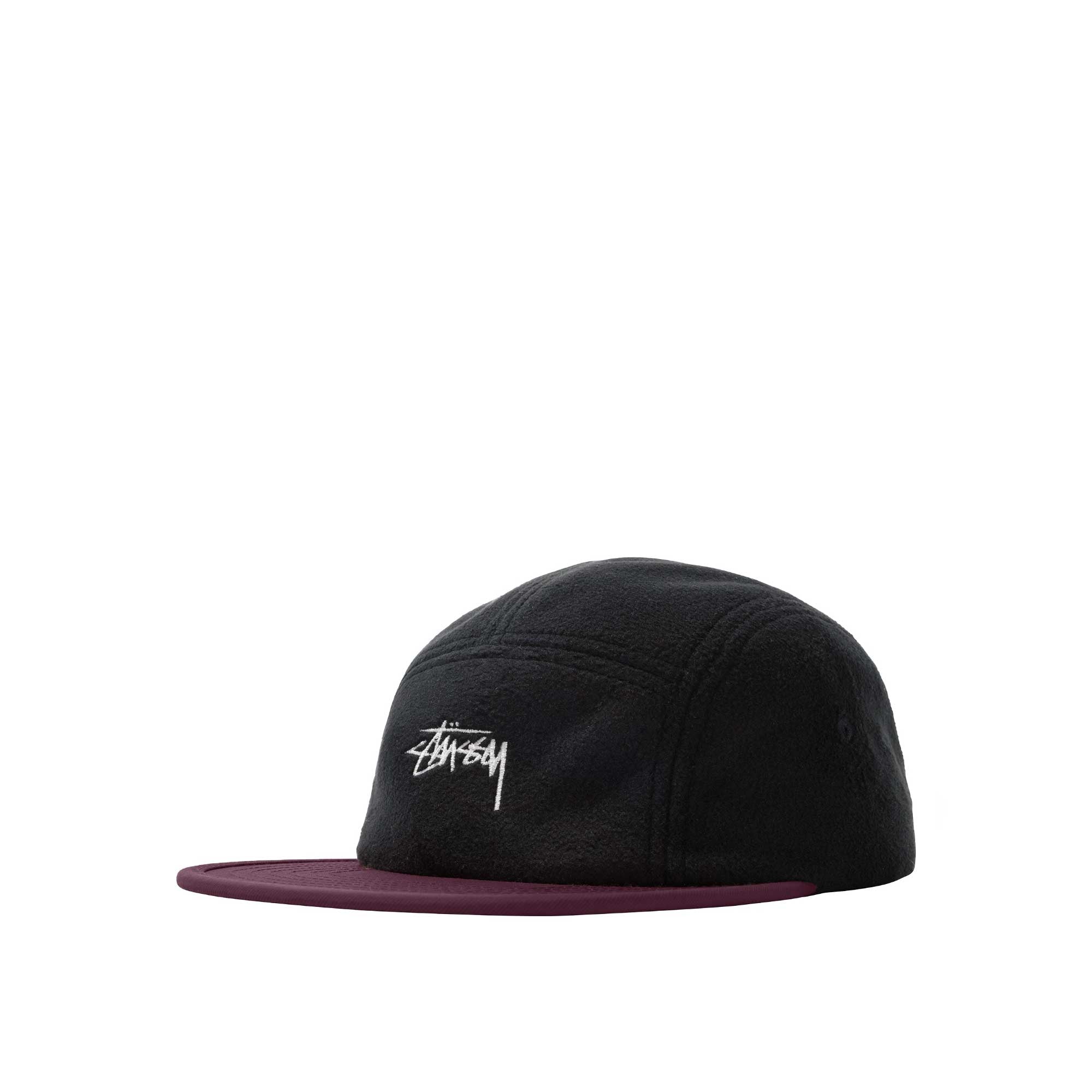 Stussy Mens Fleece Nylon Mix Camp cap, black — available at Norwood