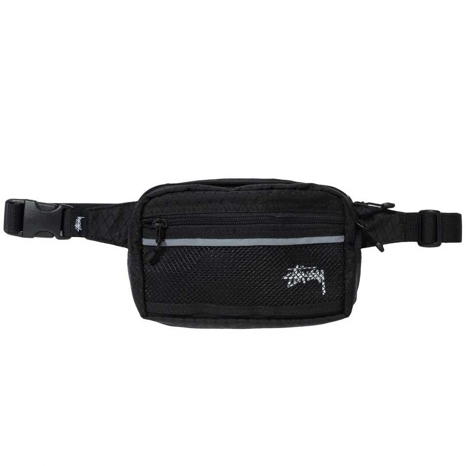 Stussy Diamond Ripstop Waist Bag, Black — available at Norwood