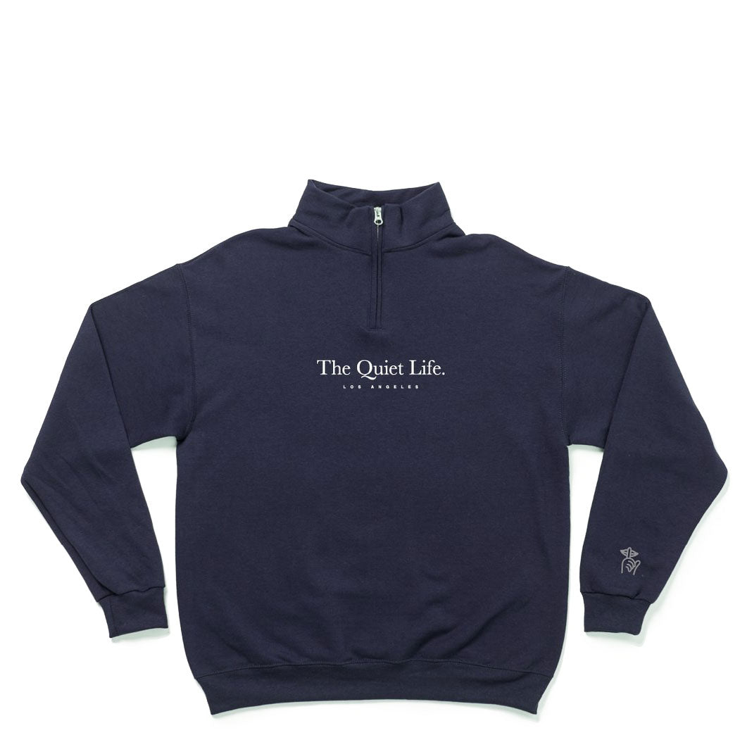 Quiet Life Serif Embroidery mockneck sweatshirt — available at Norwood