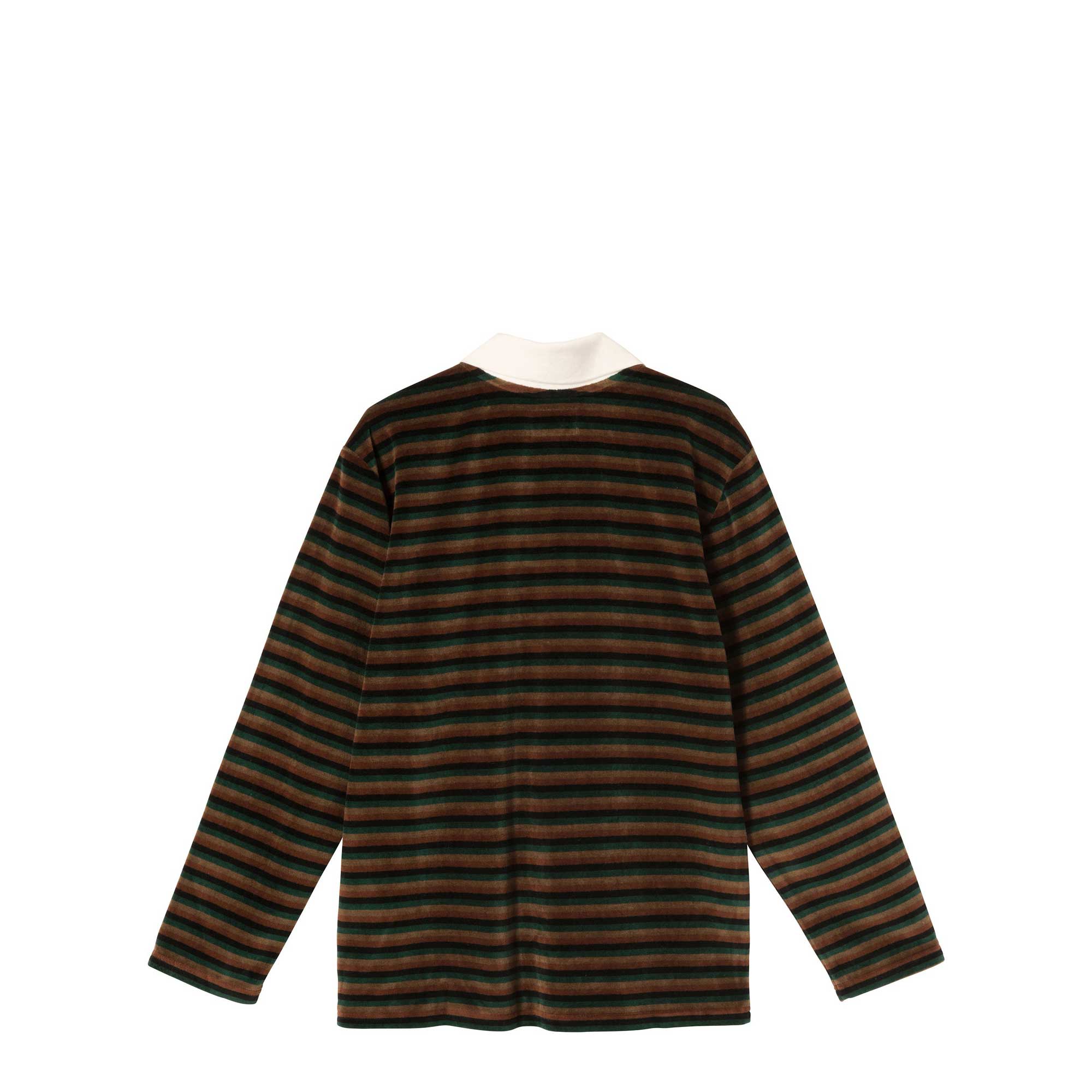 Stussy Womens Rosemary Velour Stripe L/S Polo — available at Norwood