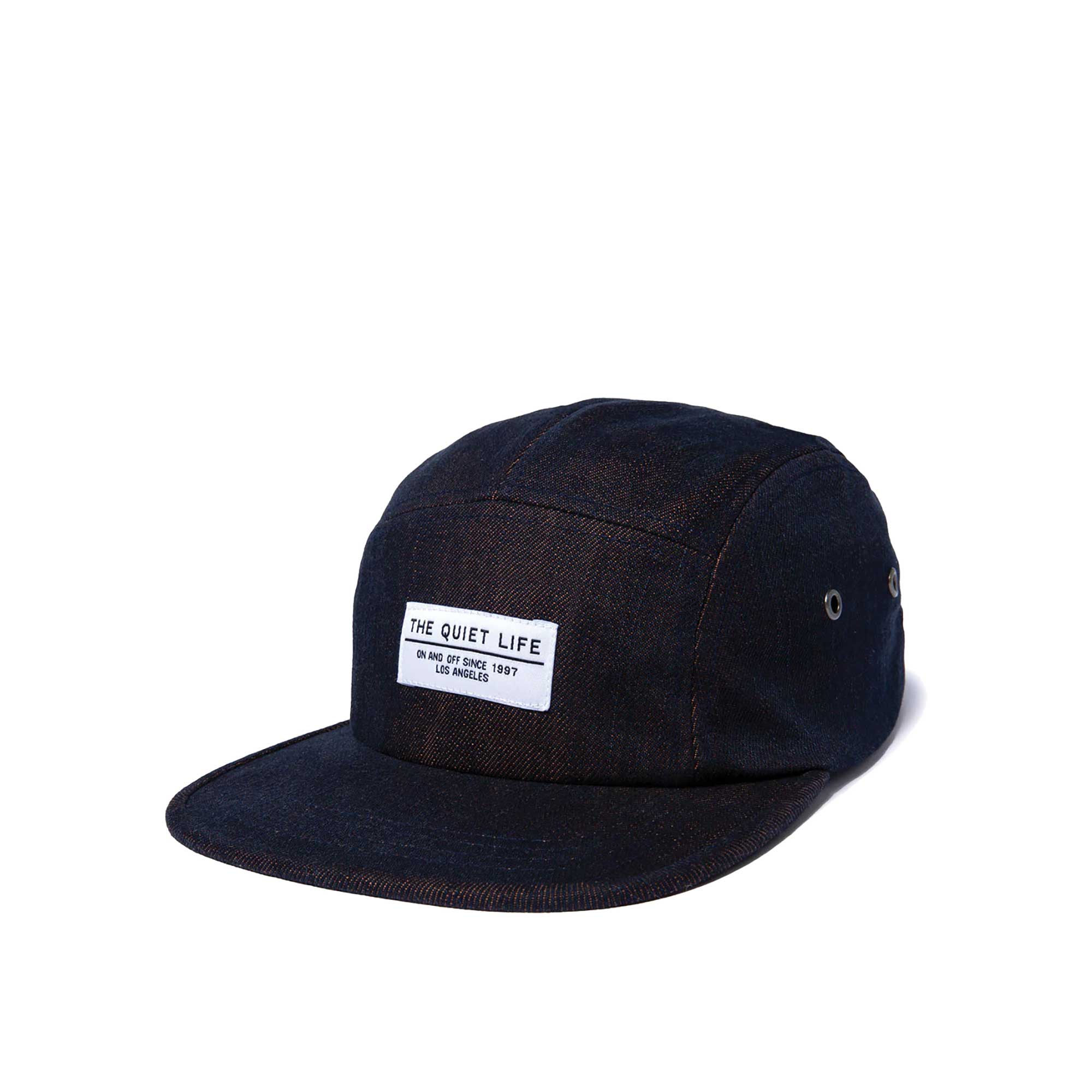 The Quiet Life Overdyed Denim 5 Panel Camper Hat, Denim — available at Norwood