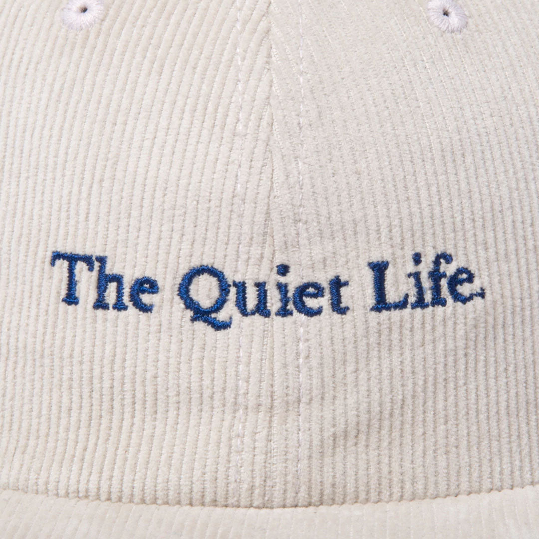 The Quiet Life Serif Cord 5 Panel Camper Hat - Made In Usa, Stone — available at Norwood