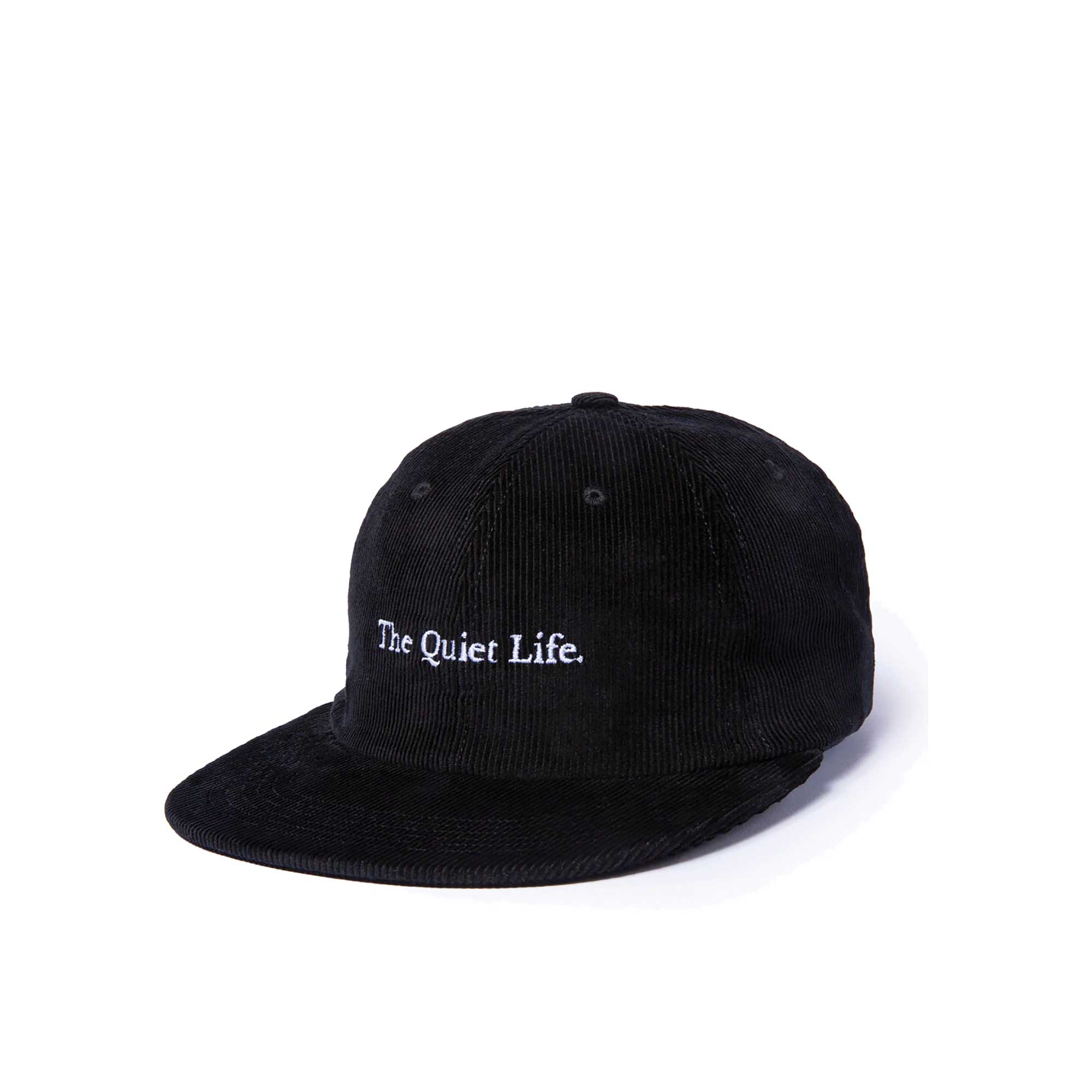 The Quiet Life Serif Cord 5 Panel Camper Hat - Made In Usa, Black — available at Norwood