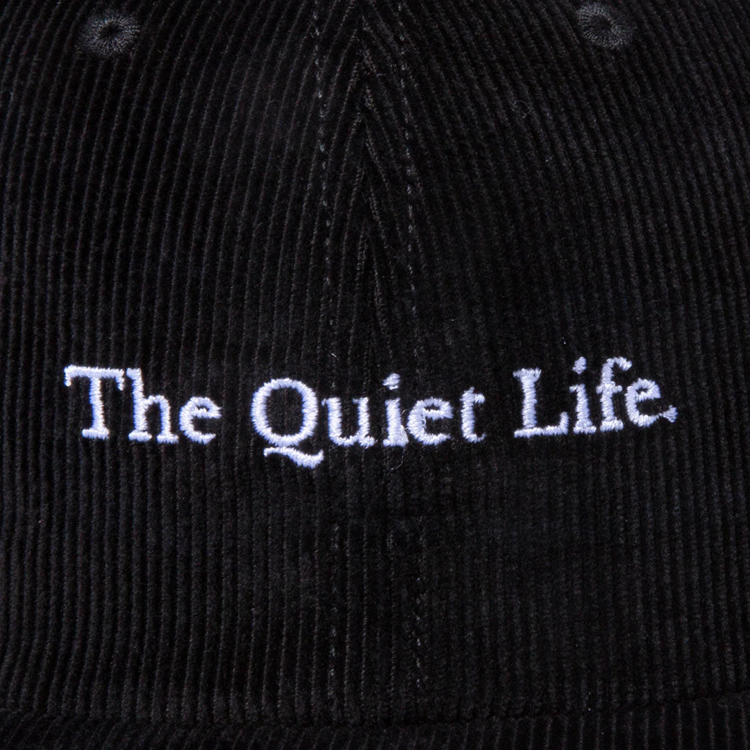 The Quiet Life Serif Cord 5 Panel Camper Hat - Made In Usa, Black — available at Norwood
