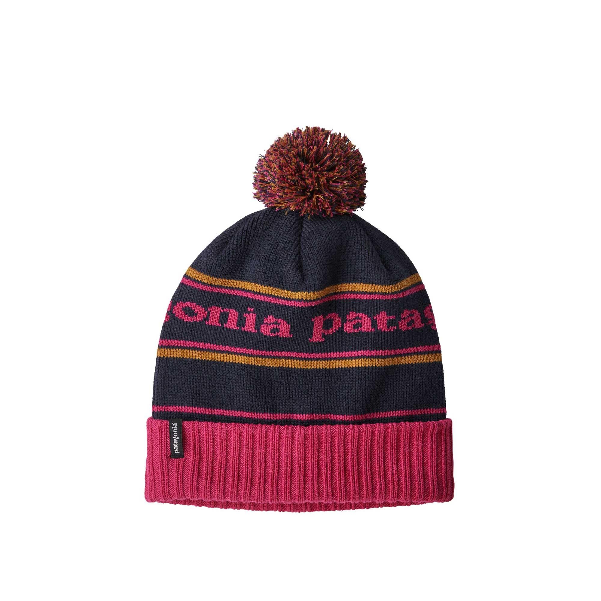 Patagonia Powder Town beanie, park stripe craft pink with navy blue — available at Norwood