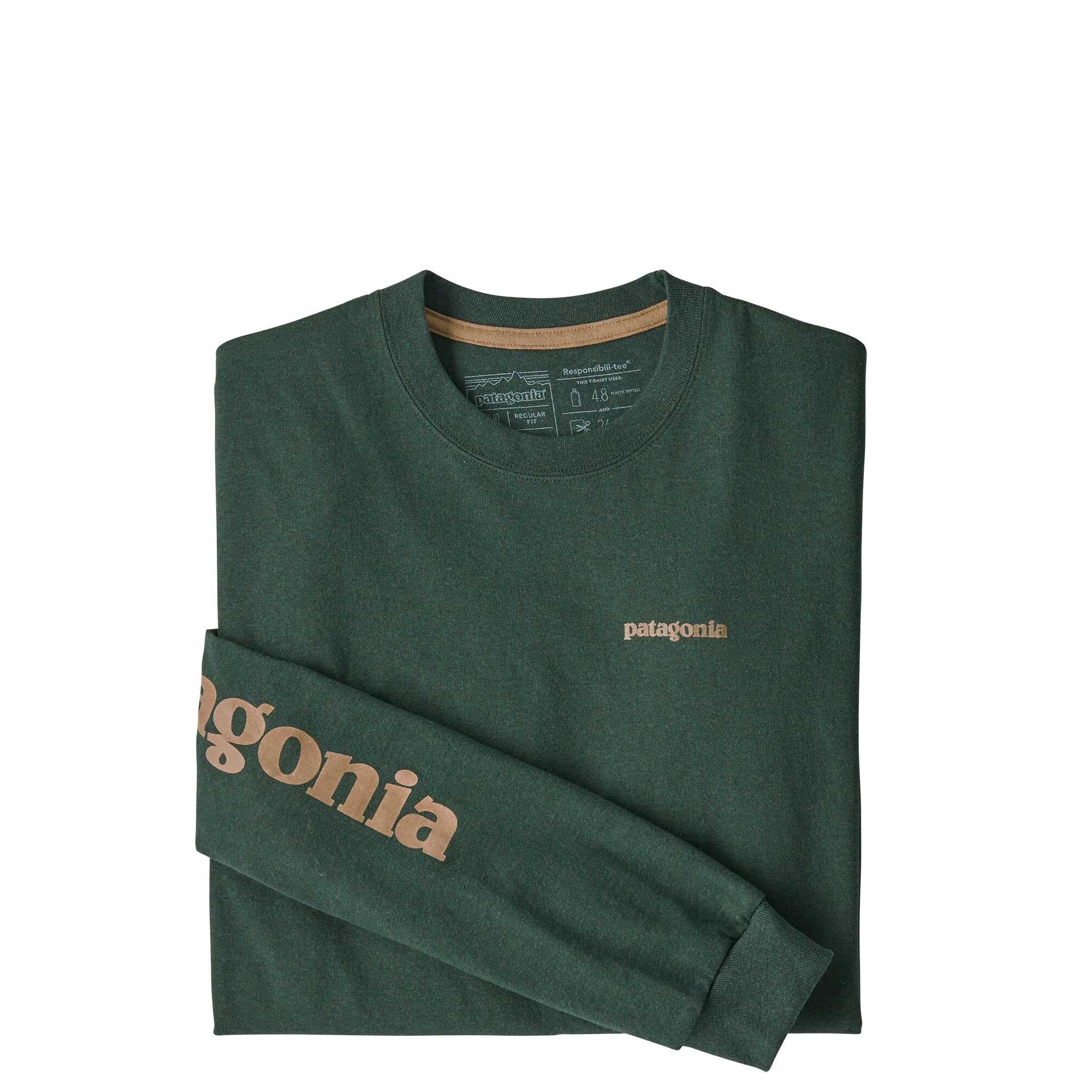 Patagonia Mens Longsleeve Text Logo Responsibili-tee — available at Norwood