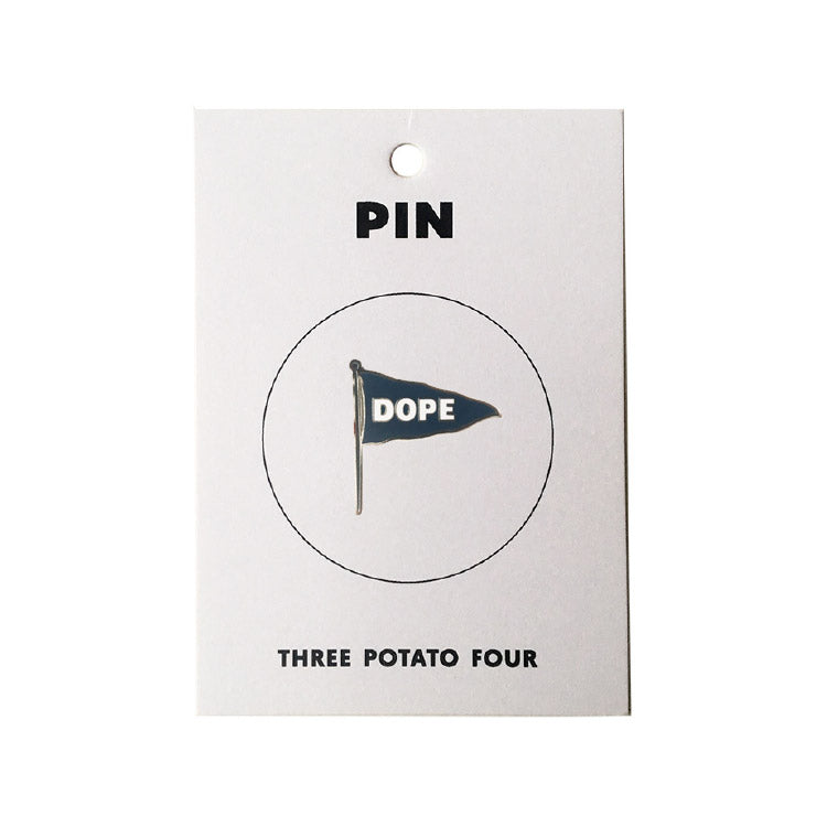 Three Potato Four Dope enamel pin — available at Norwood
