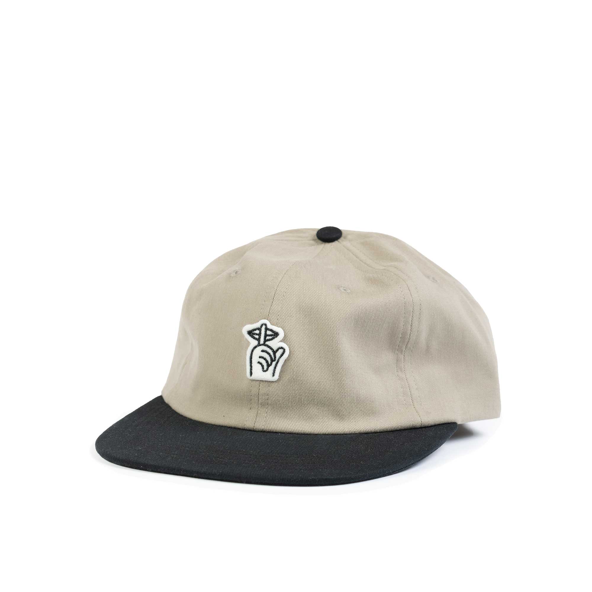 The Quiet Life Shhh Patch Polo Hat, Stone/Black — available at Norwood