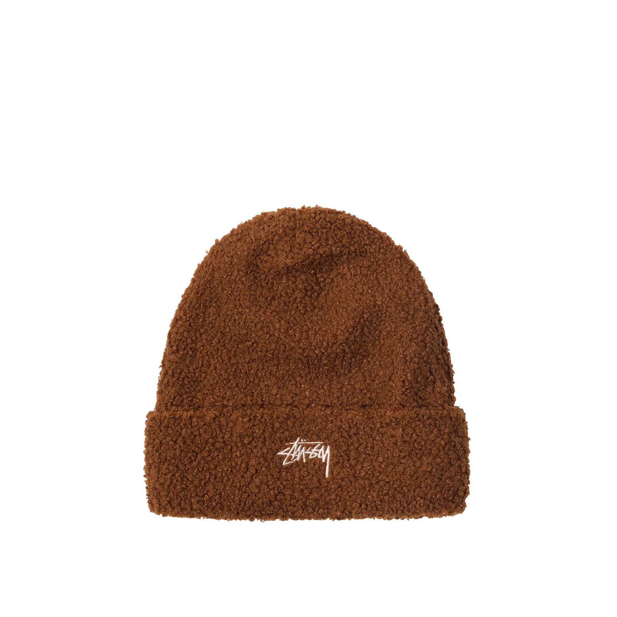 Stussy Boucle Fleece Beanie, brick — available at Norwood
