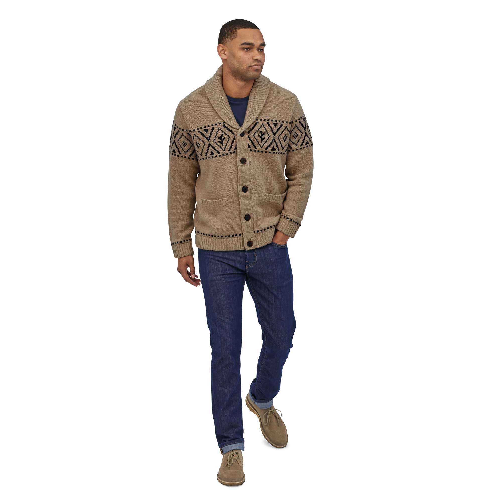 Patagonia Mens Recycled Wool Shawl-collar Cardigan — available at Norwood