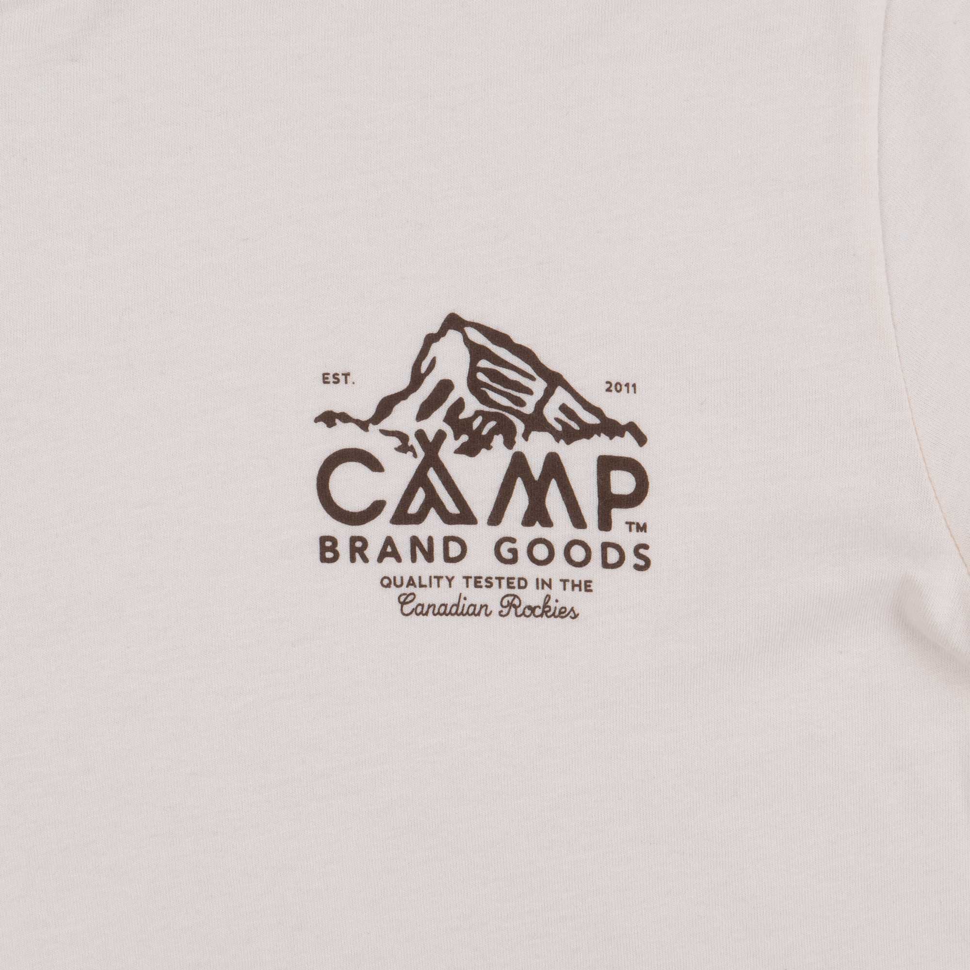 Camp Brand Goods Peak Logo Tee, Natural — available at Norwood