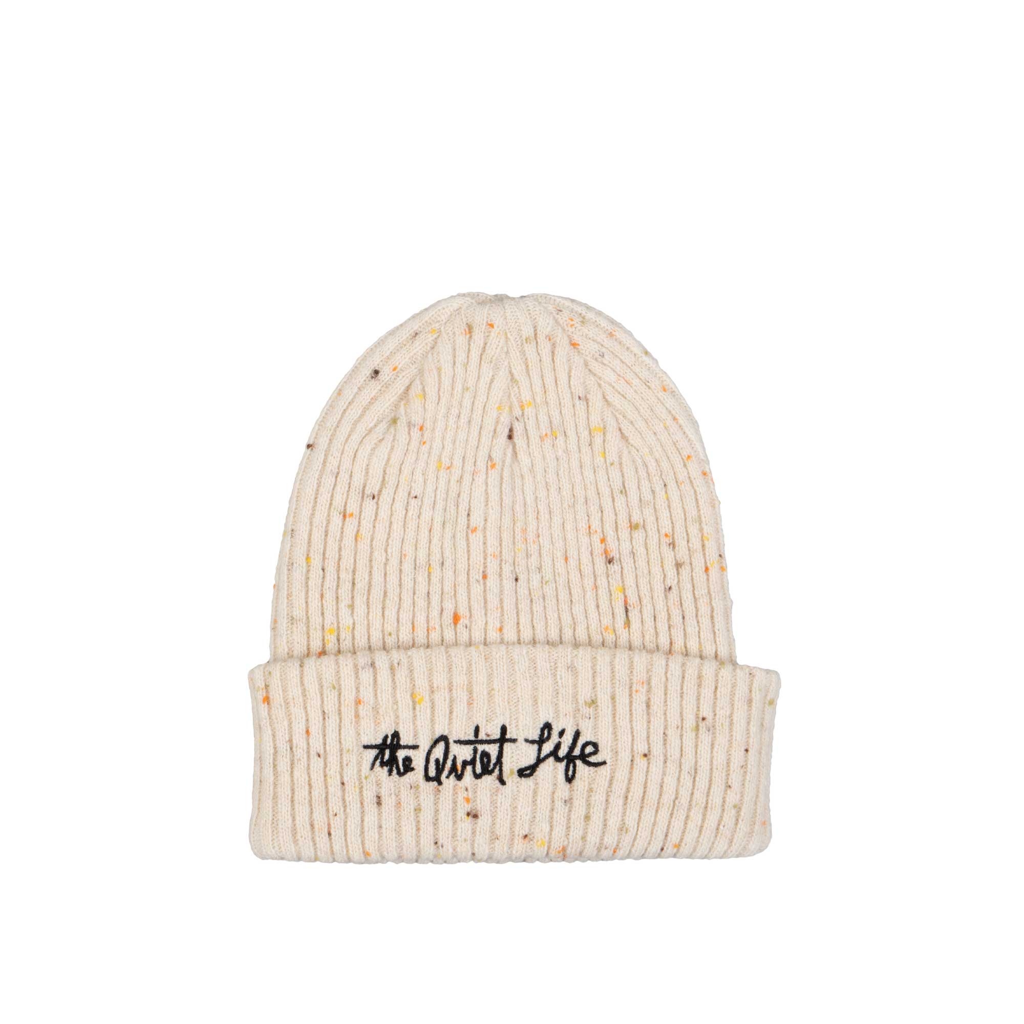 The Quiet Life Horizon Script Beanie, speckle cream — available at Norwood