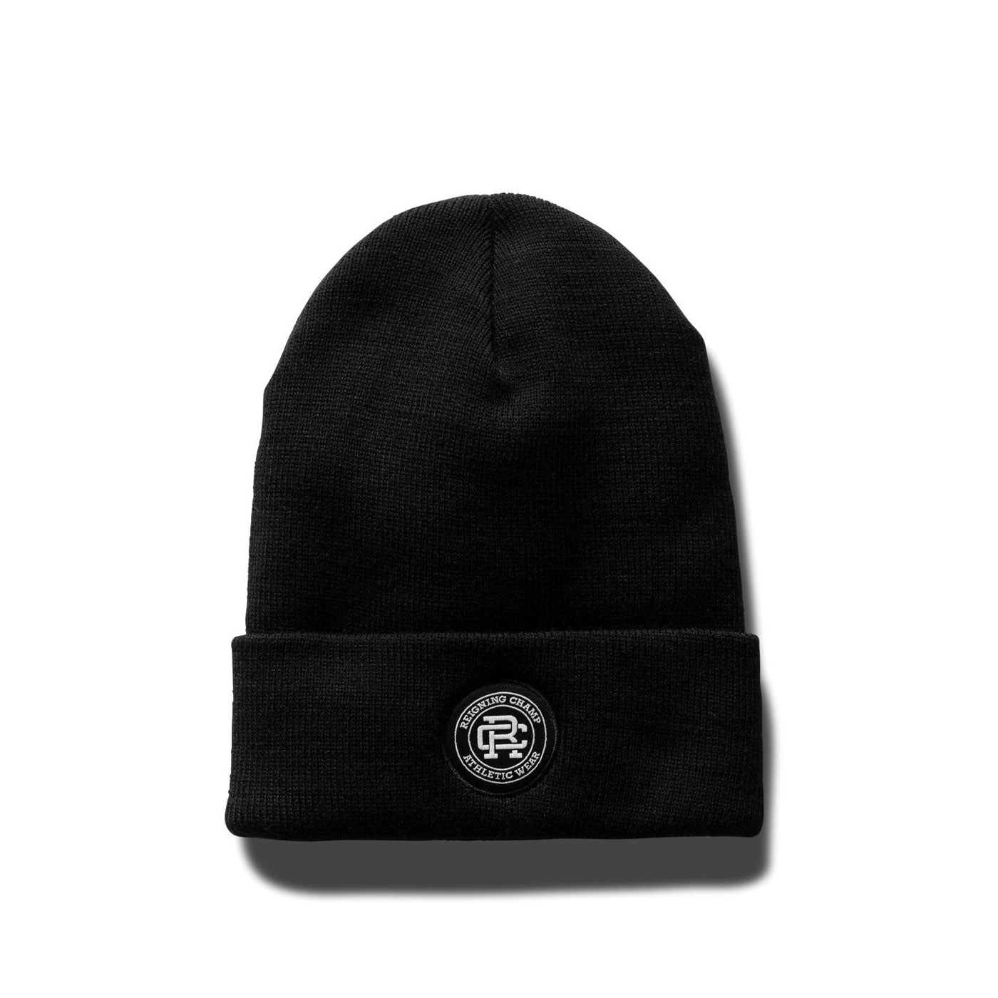 Reigning Champ Thinsulate Crest Patch Beanie, black — available at Norwood