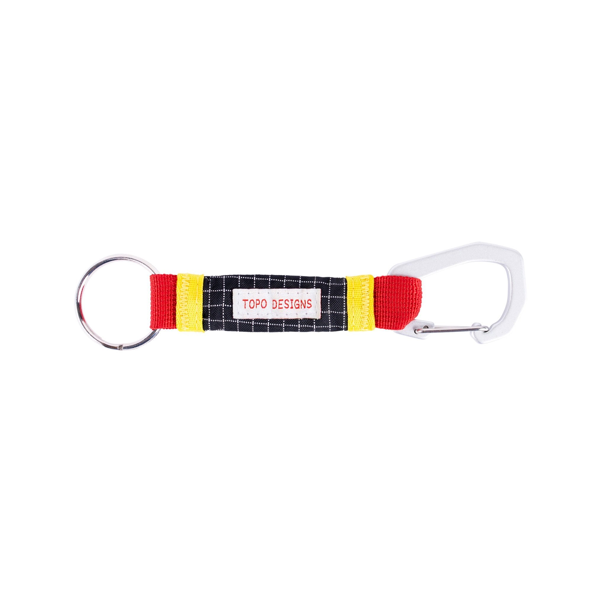 Topo Designs Subalpine key clip, red/black ripstop — available at Norwood