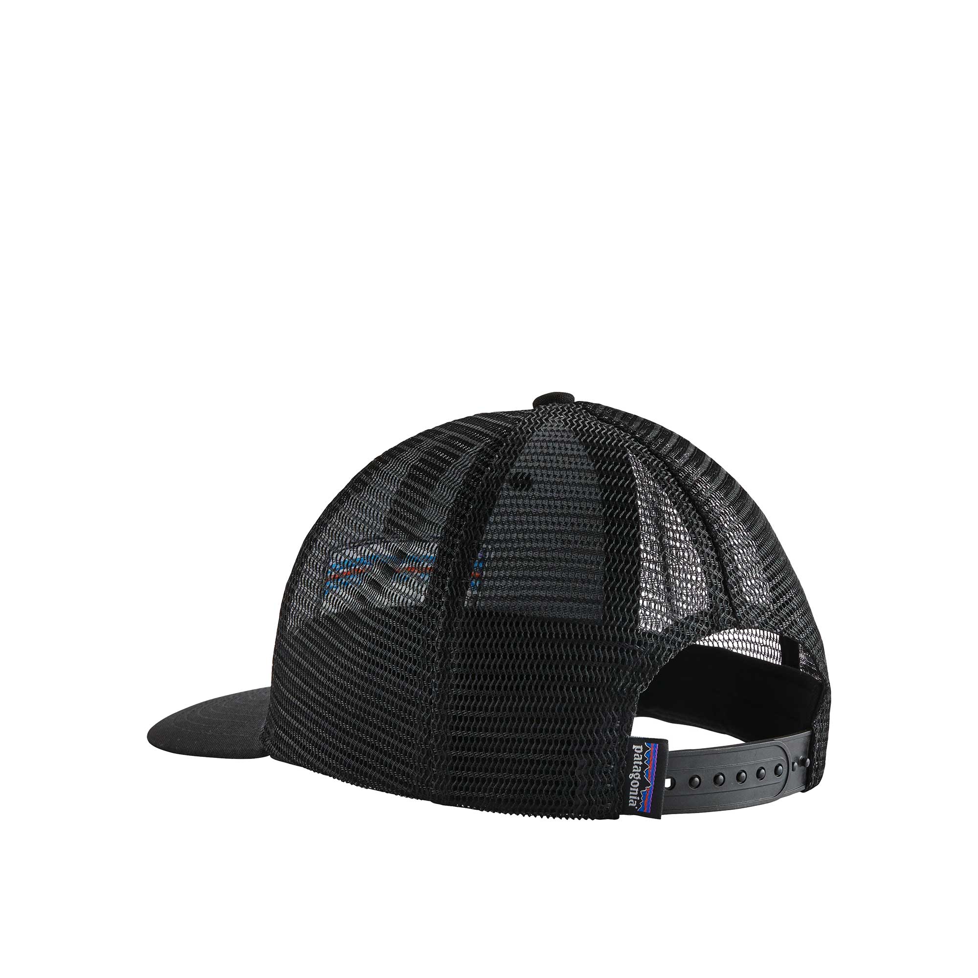 Patagonia P-6 Logo Trucker Hat, black — available at Norwood