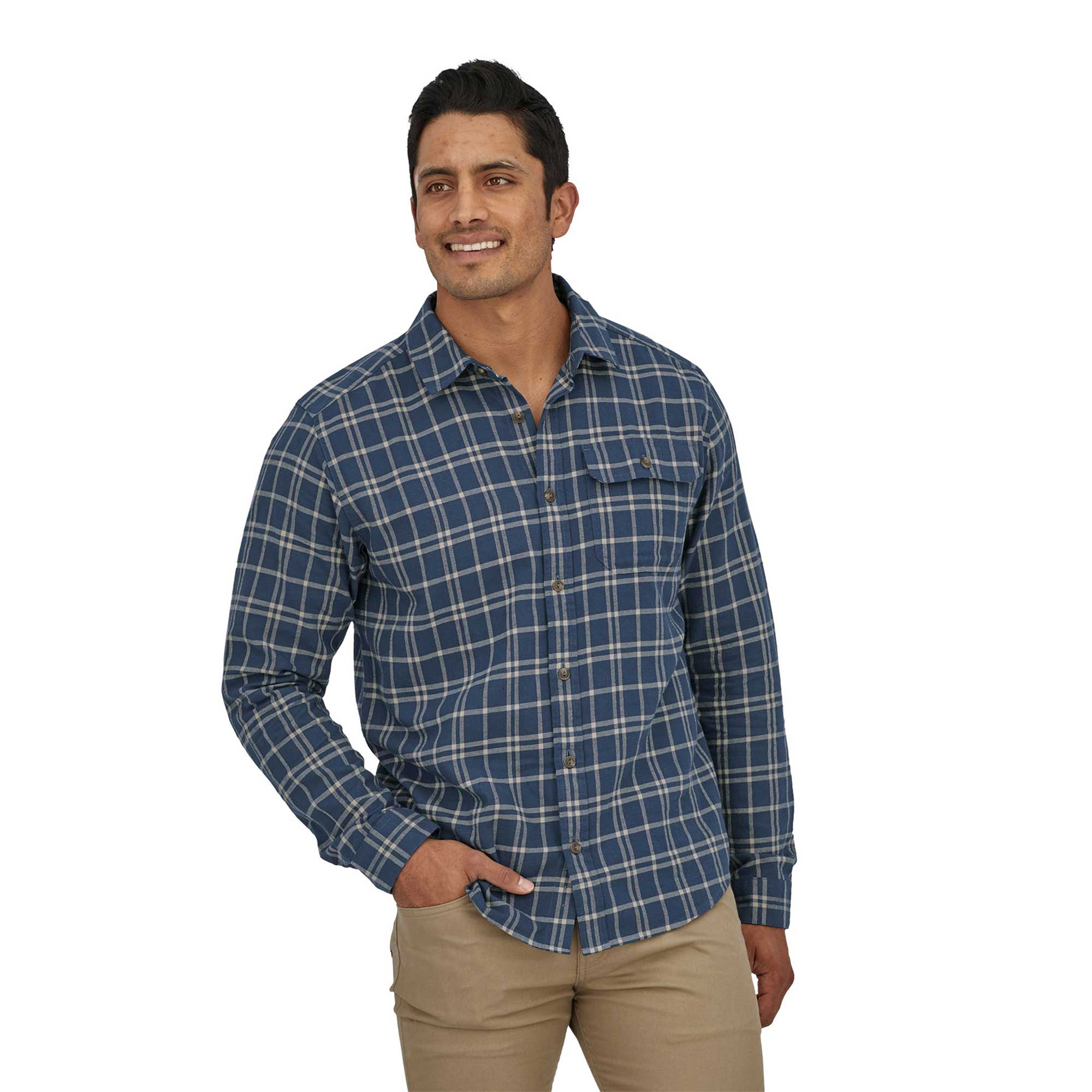 Patagonia Mens Long-sleeved Cotton In Conversion Lightweight Fjord Flannel Shirt — available at Norwood