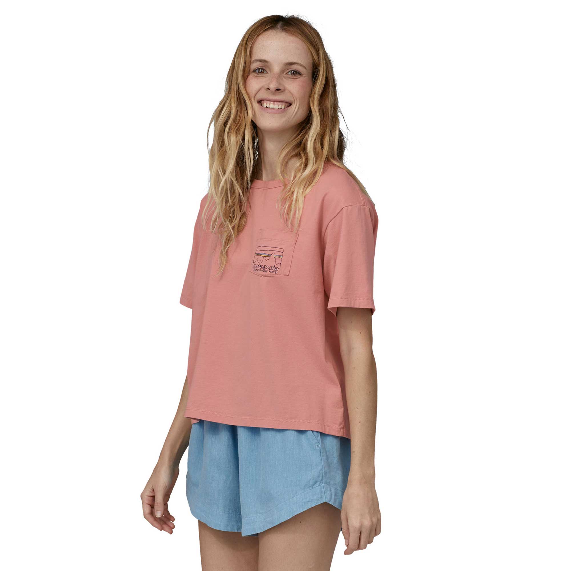 Patagonia Womens 73 Skyline Organic Easy Cut Pocket Tee — available at Norwood